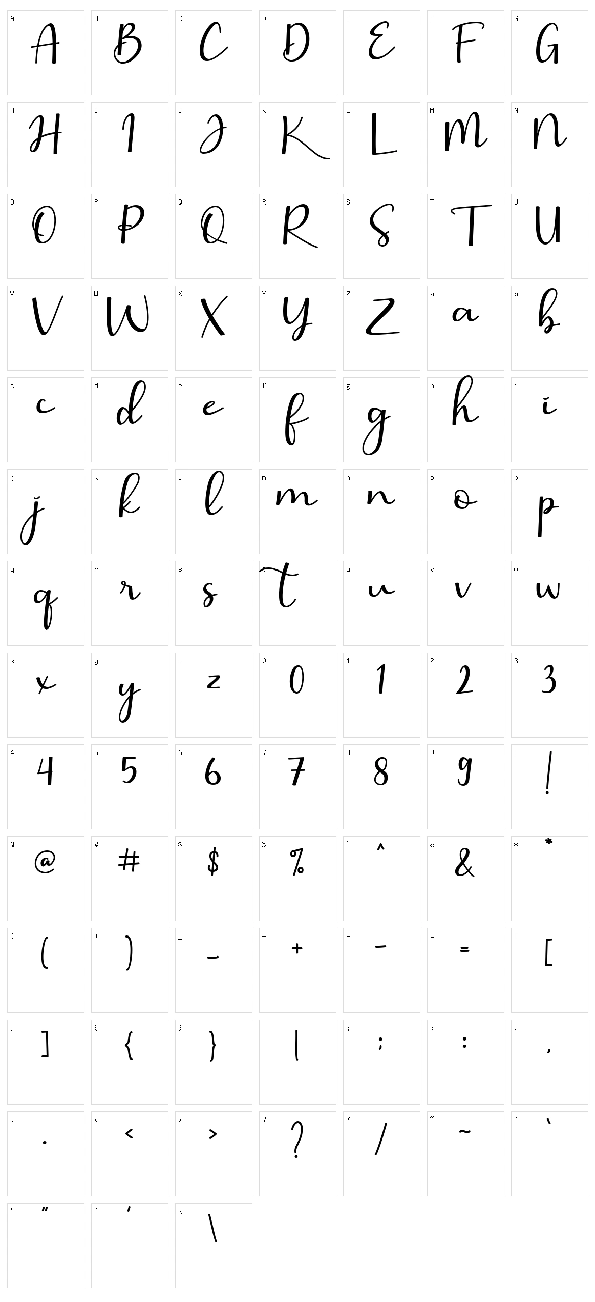 Barbara Calligraphy Character Set