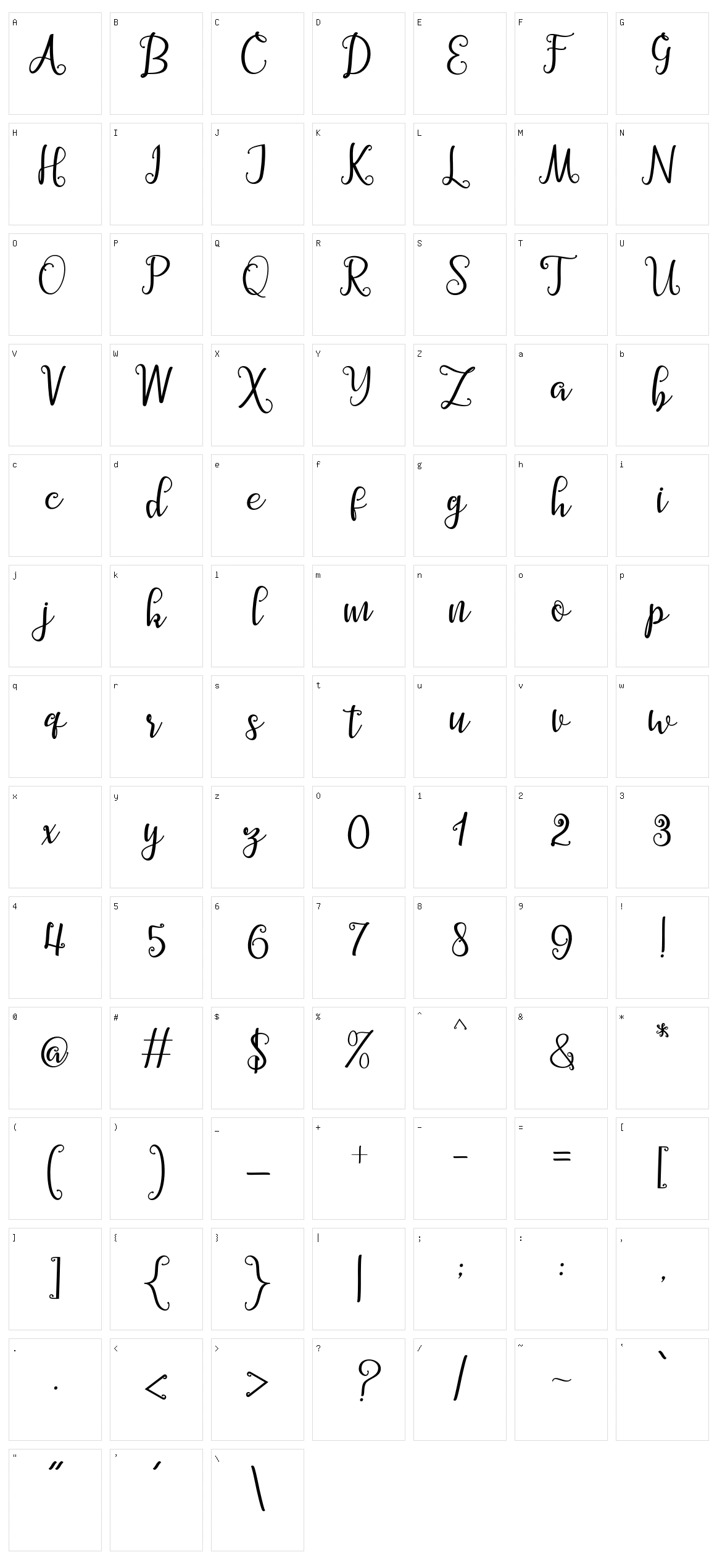 Barbara Script Character Set