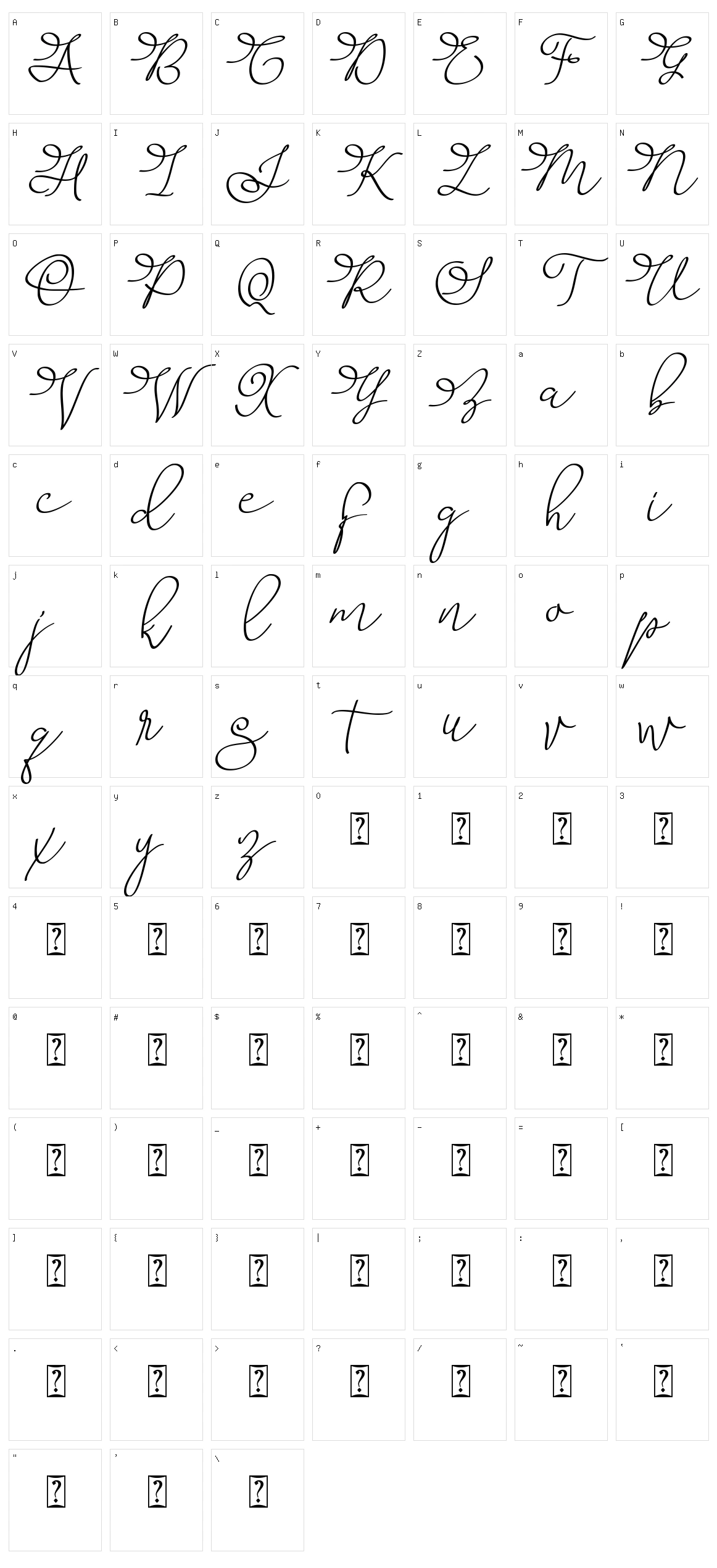 Barista Script Character Set