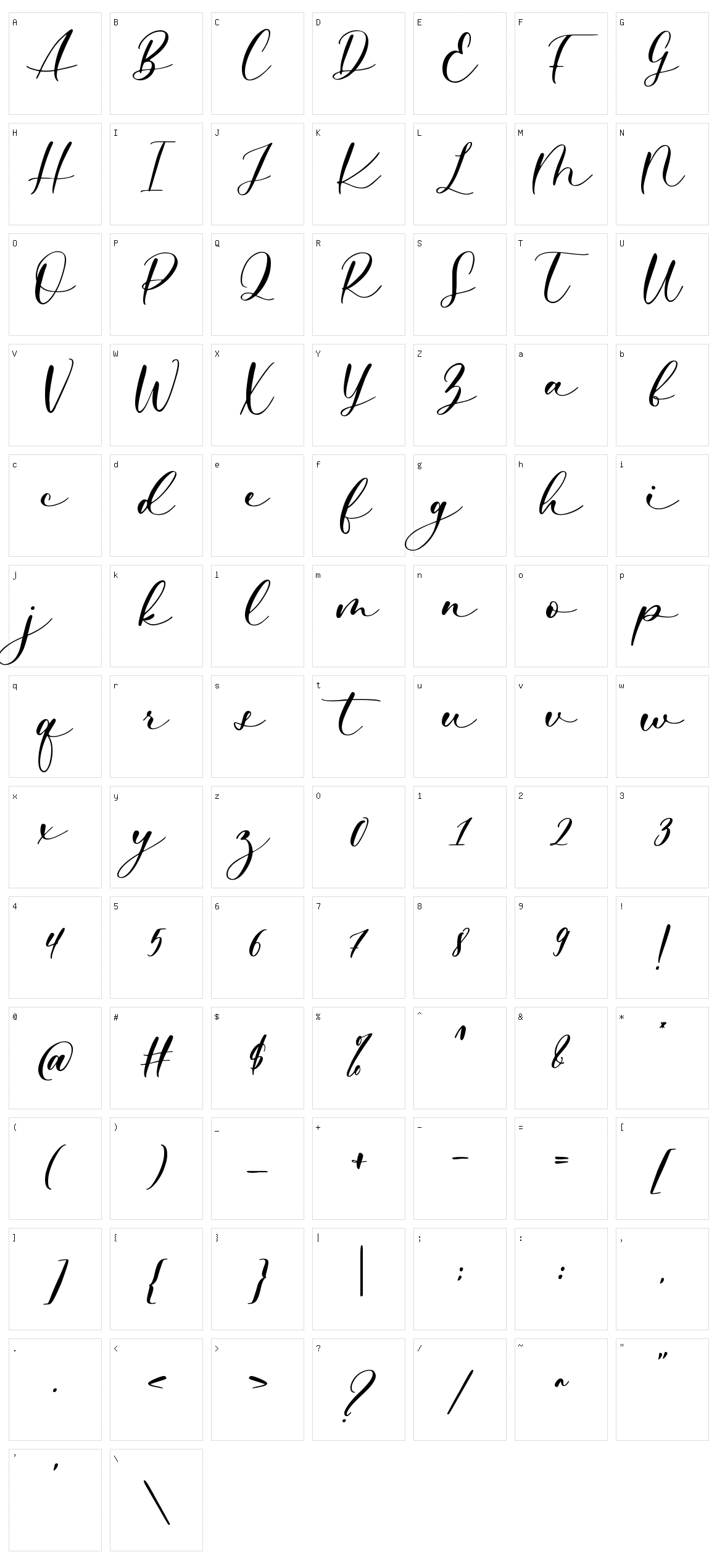 Barlista Character Set