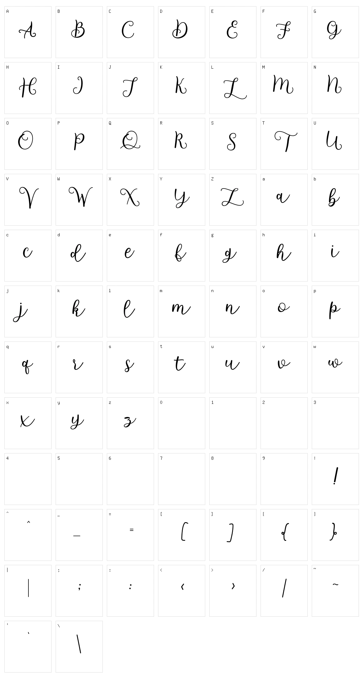 Barlovy Script Character Set