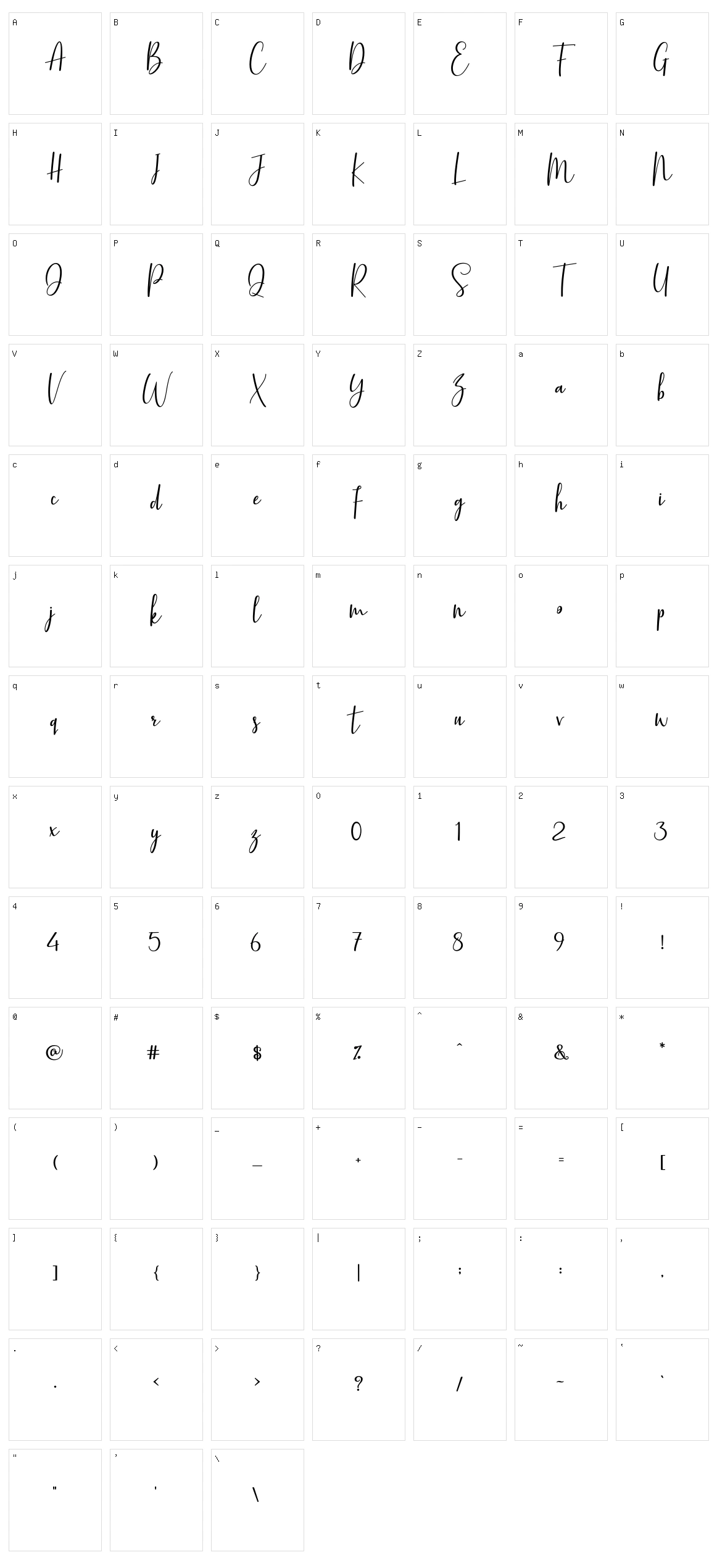 Basston Script Character Set