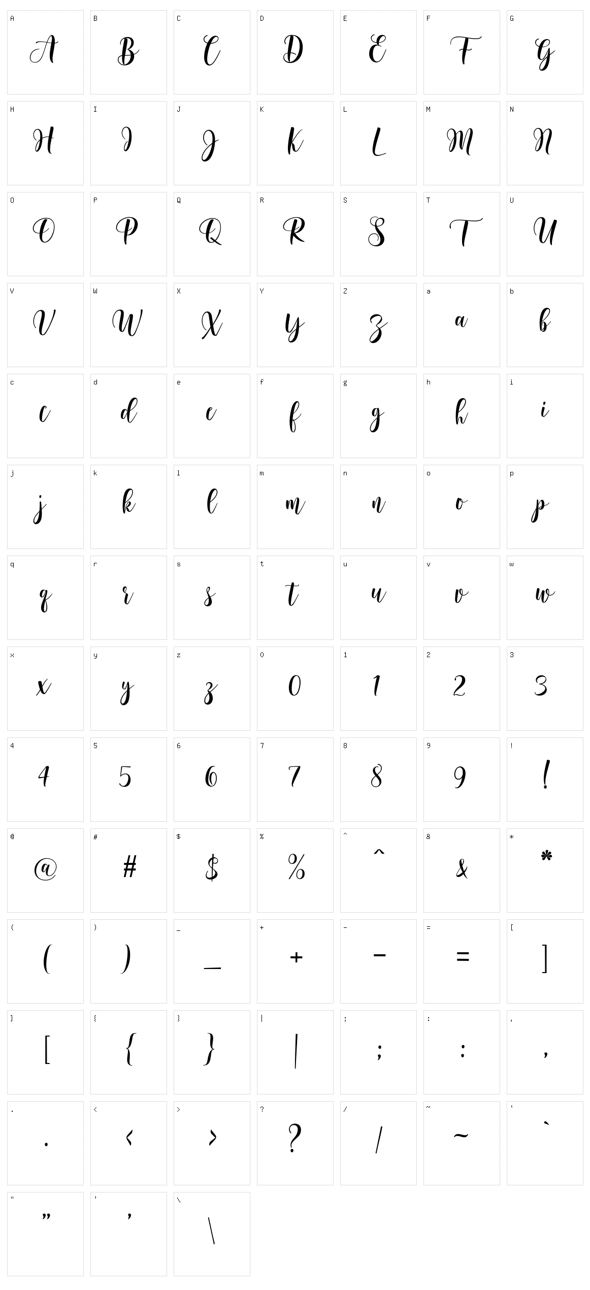 Basyirah Script Character Set