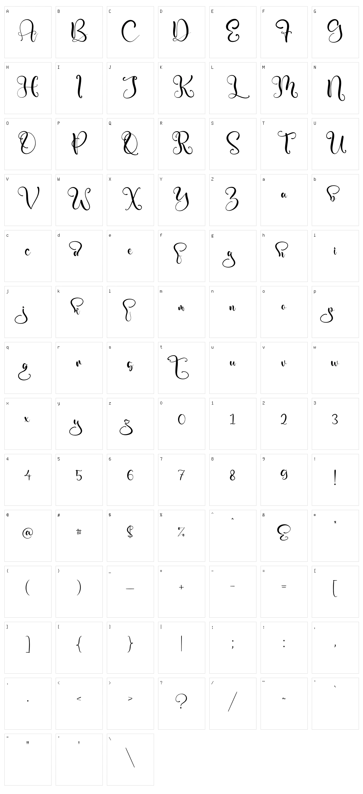 Battera Character Set