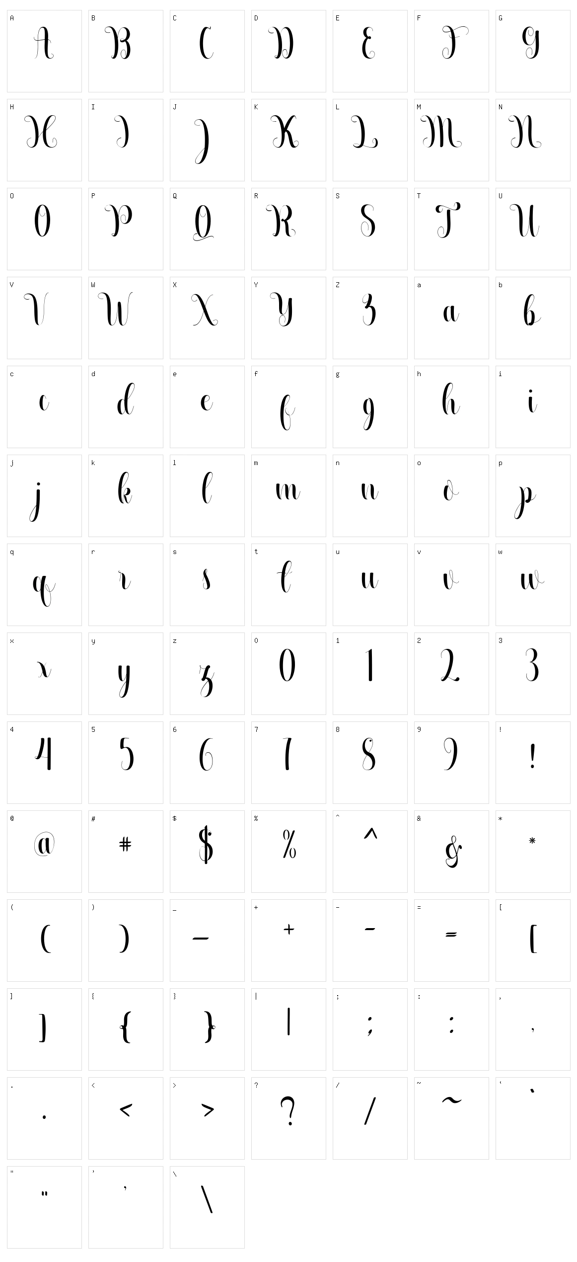 Beautiful Calligraphy Character Set