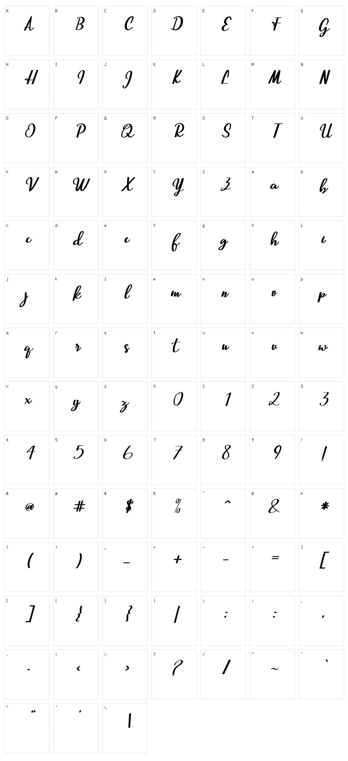 Beautiful Script Character Set