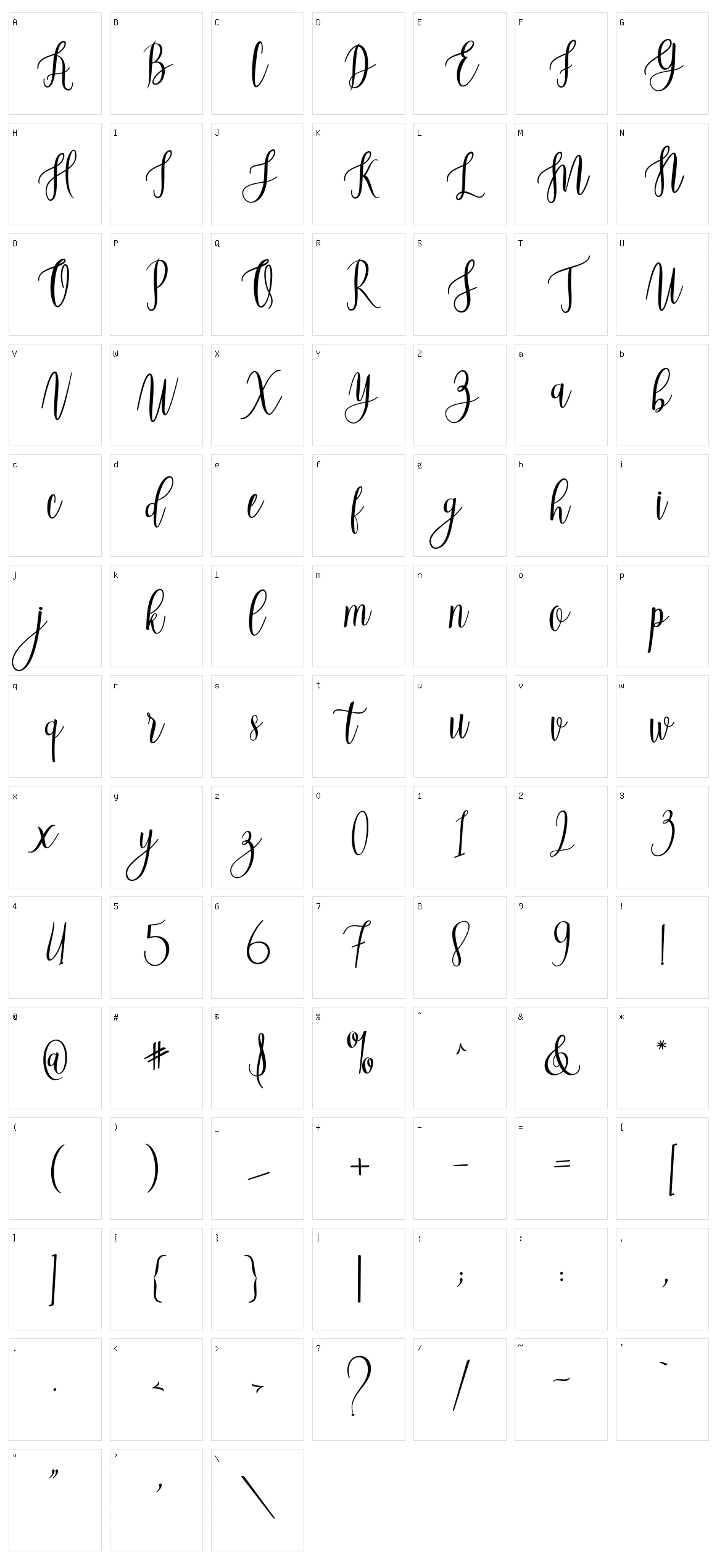 Beautiful Script Character Set