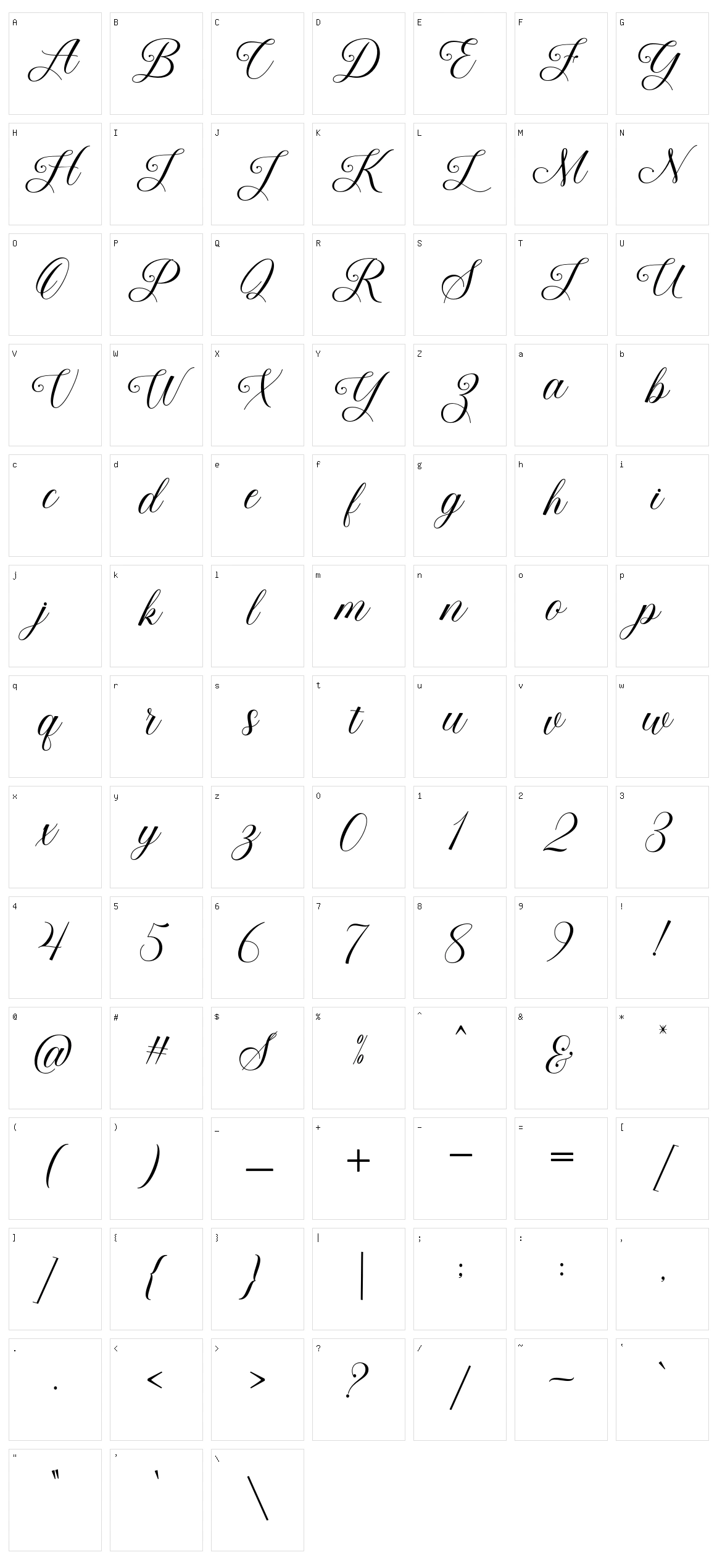 Beauty Queen Script Character Set