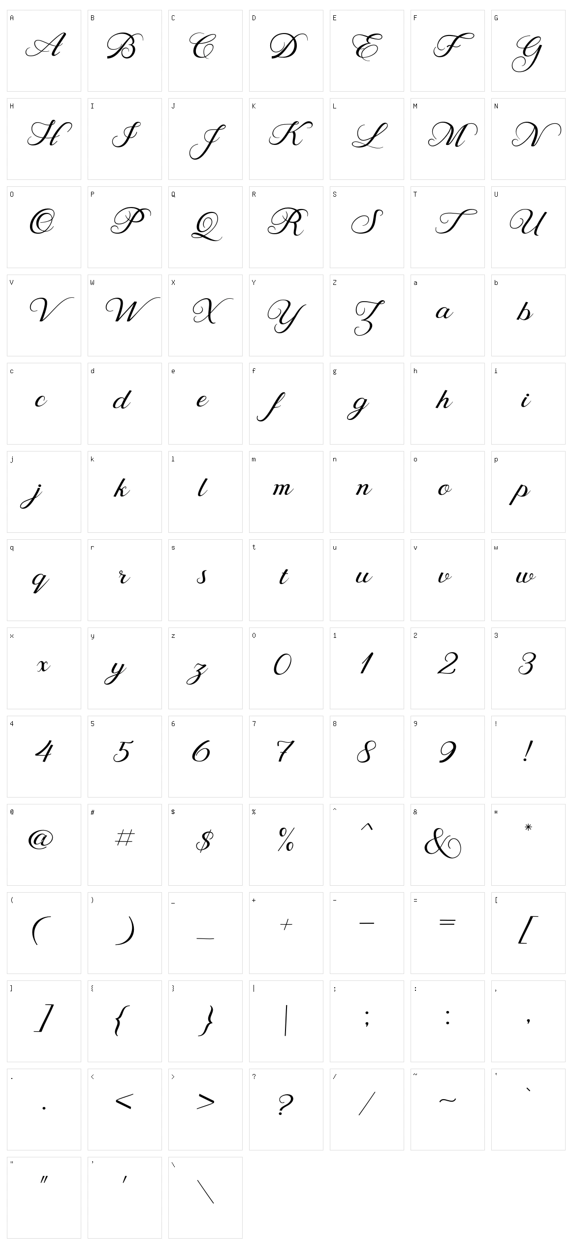 Behind Script Character Set