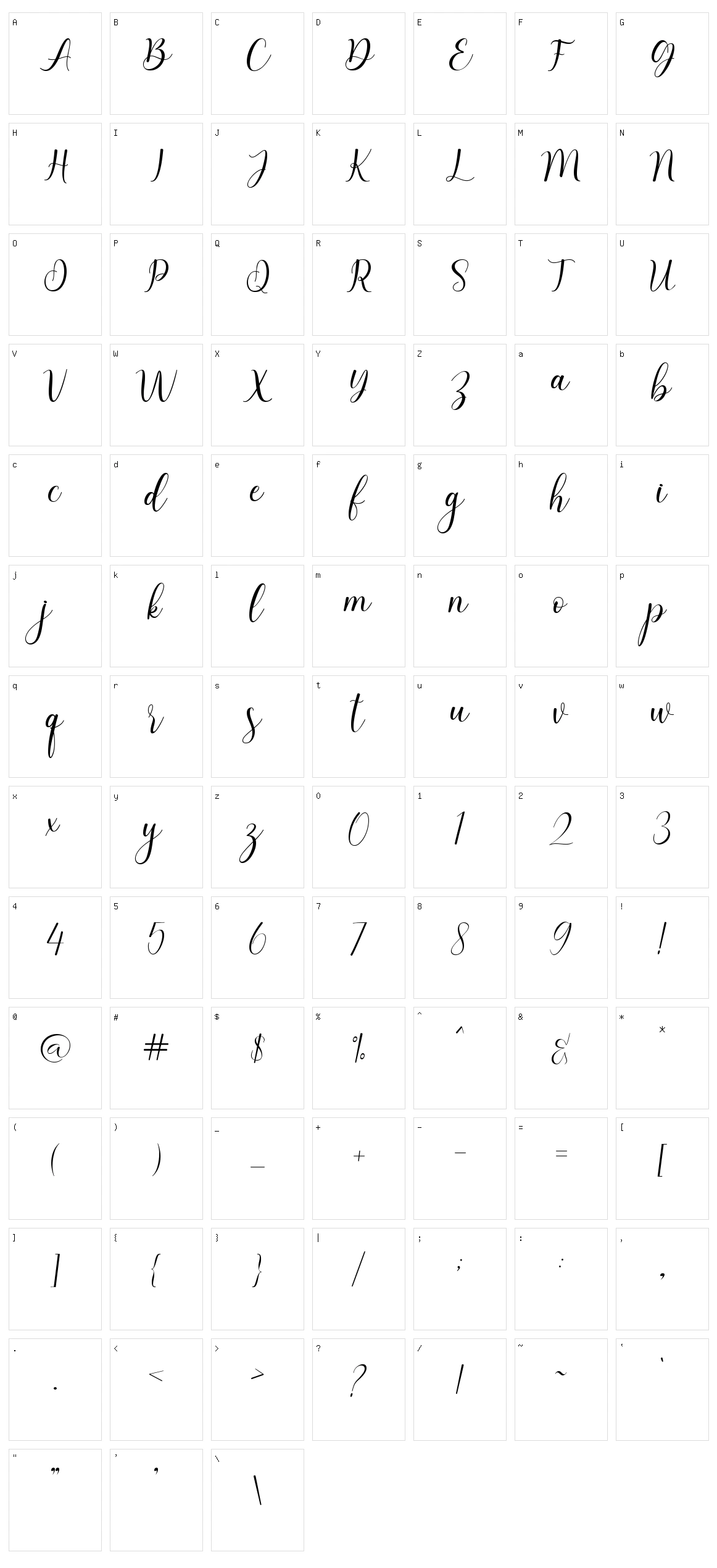 Belisha Character Set