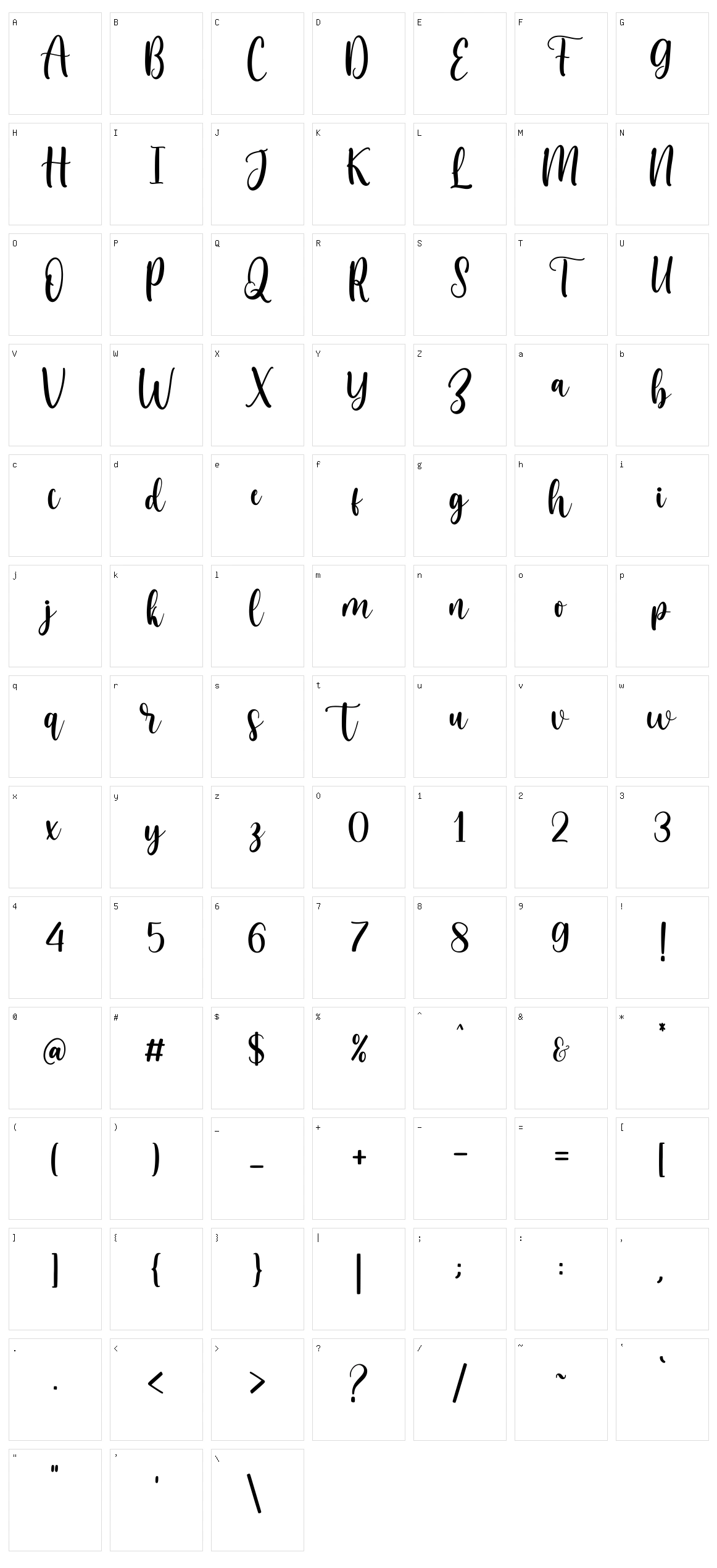 Bella Sohfia Character Set