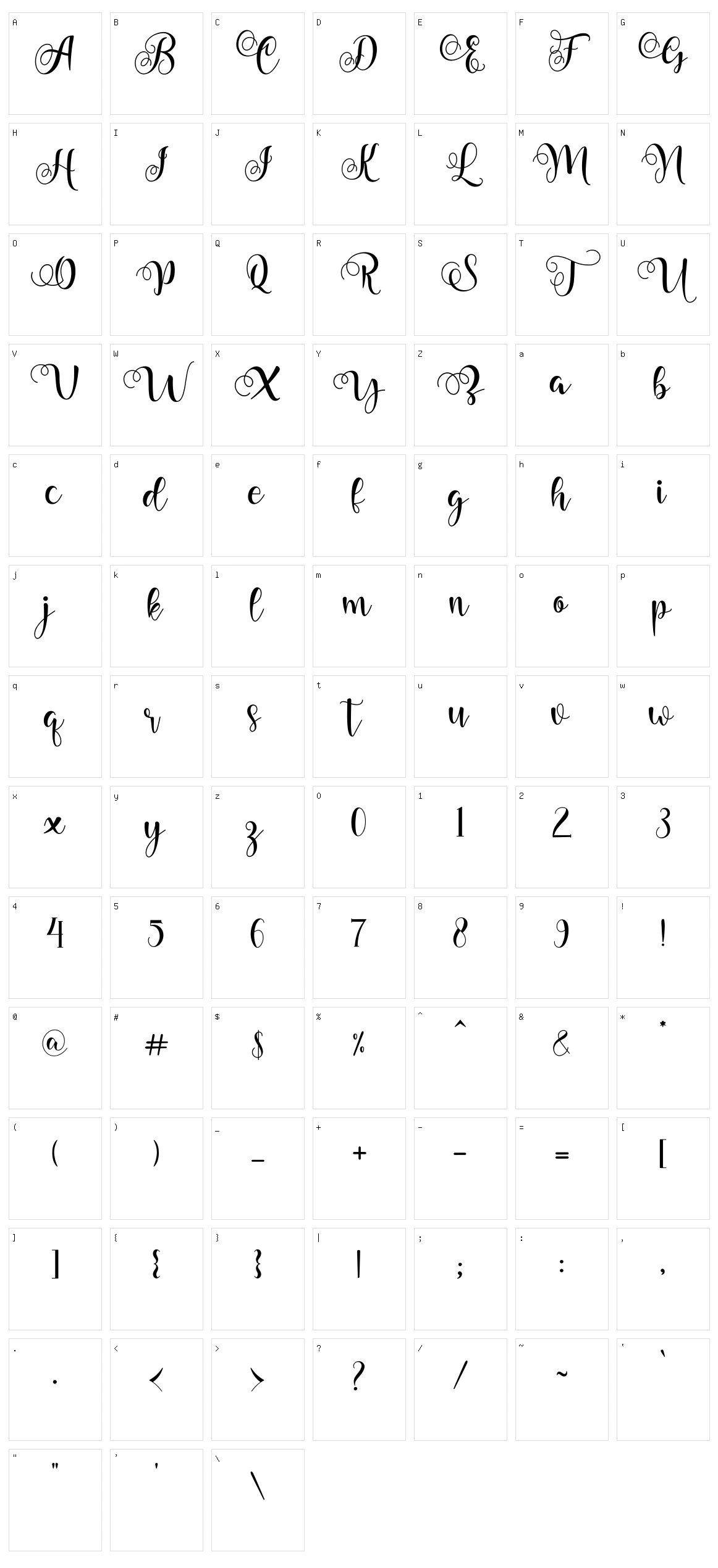 Belladeya Character Set