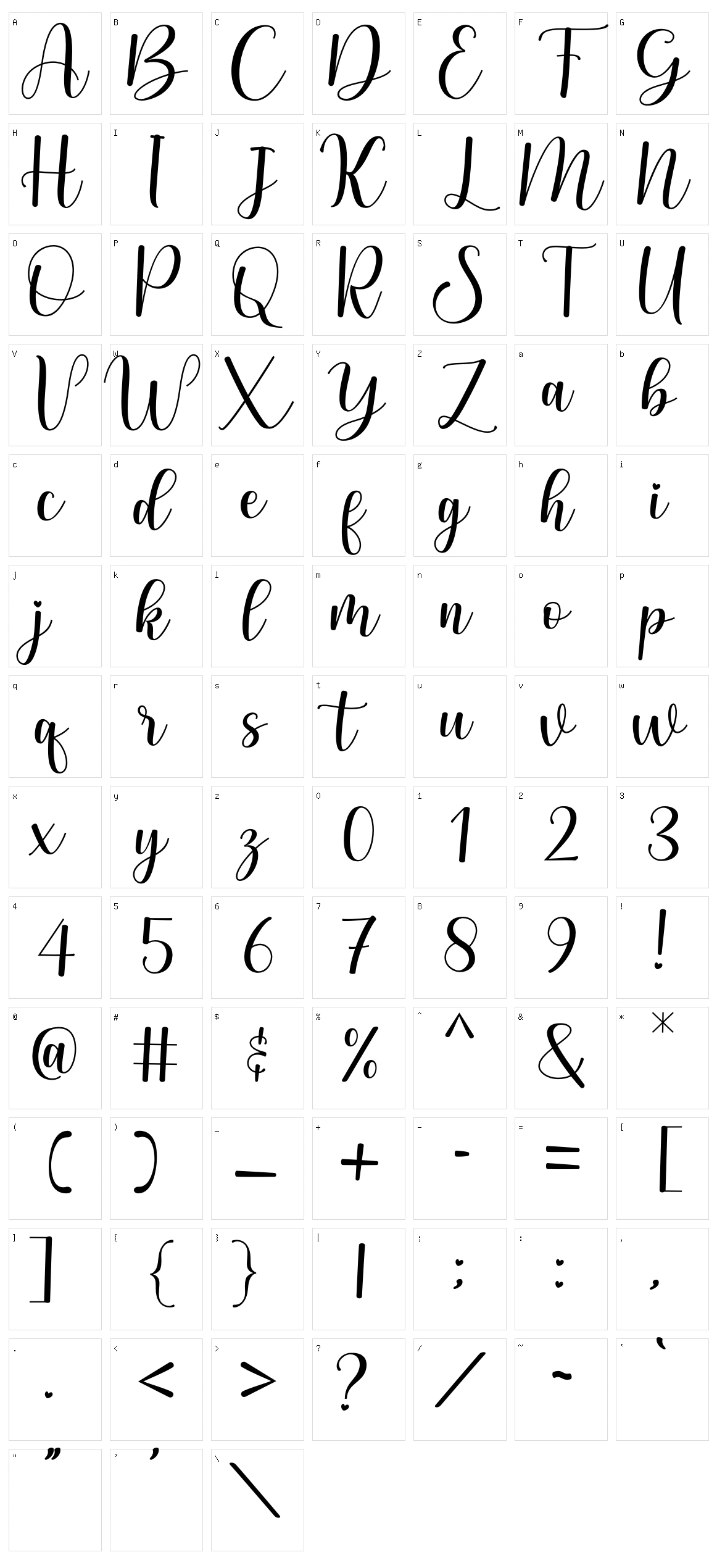 Bellania Character Set