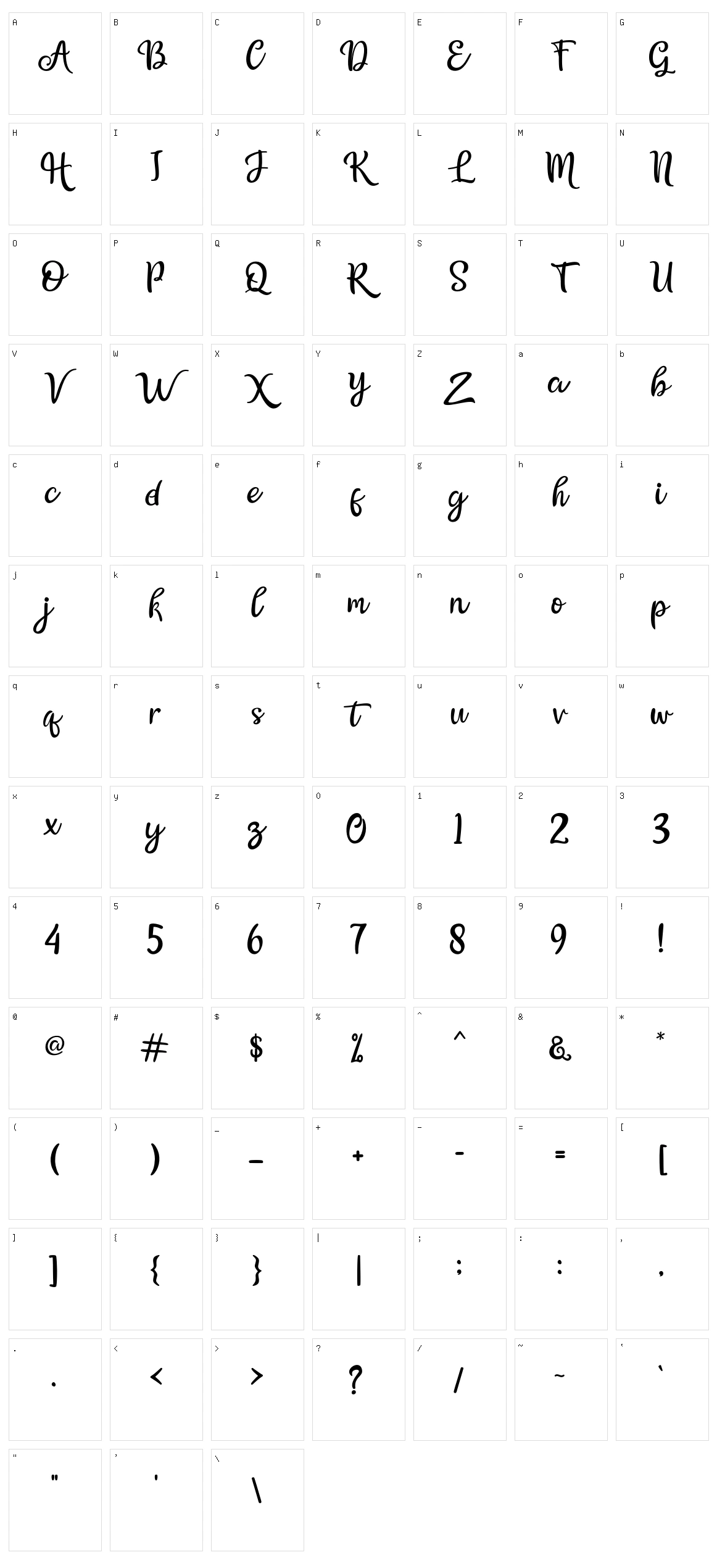 Bellasya Character Set