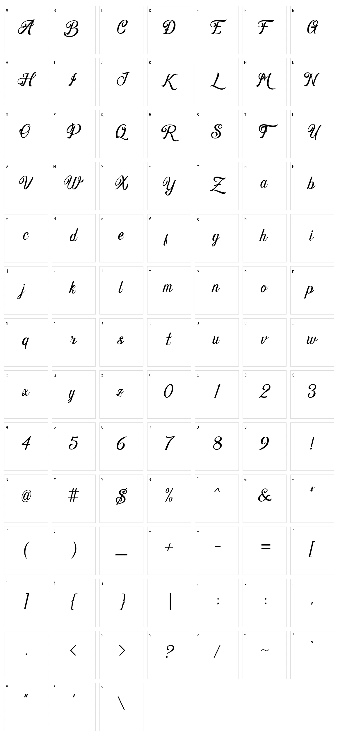 Bellaty Character Set