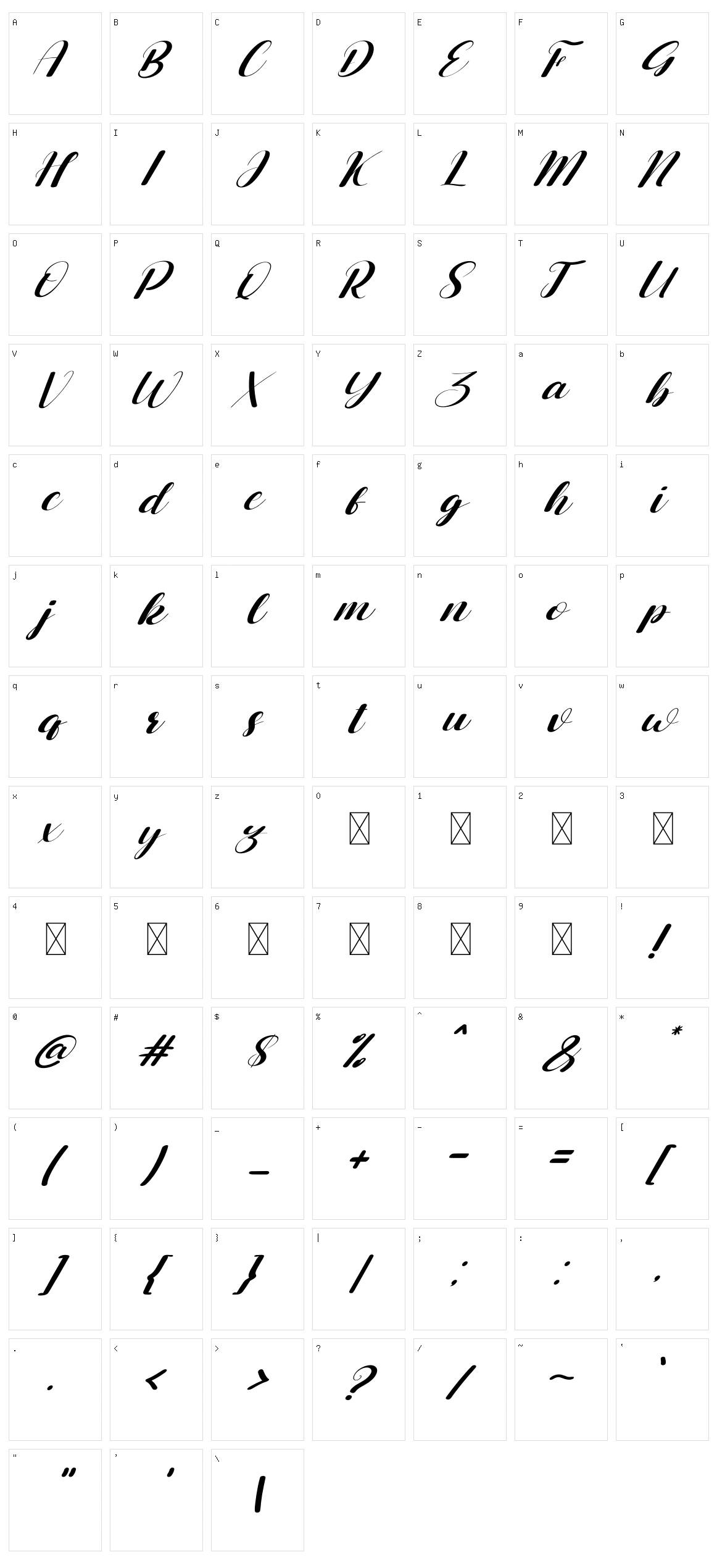 Belligo Character Set