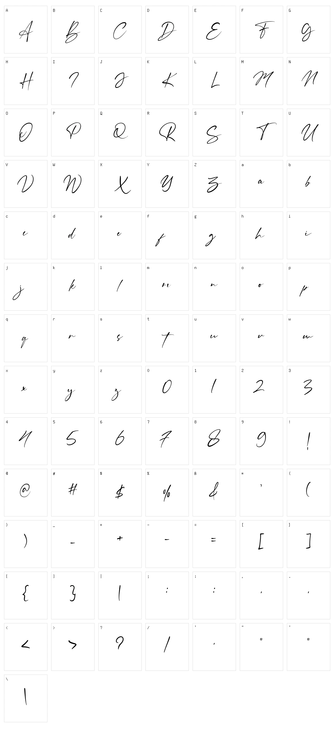 Belmonth Character Set