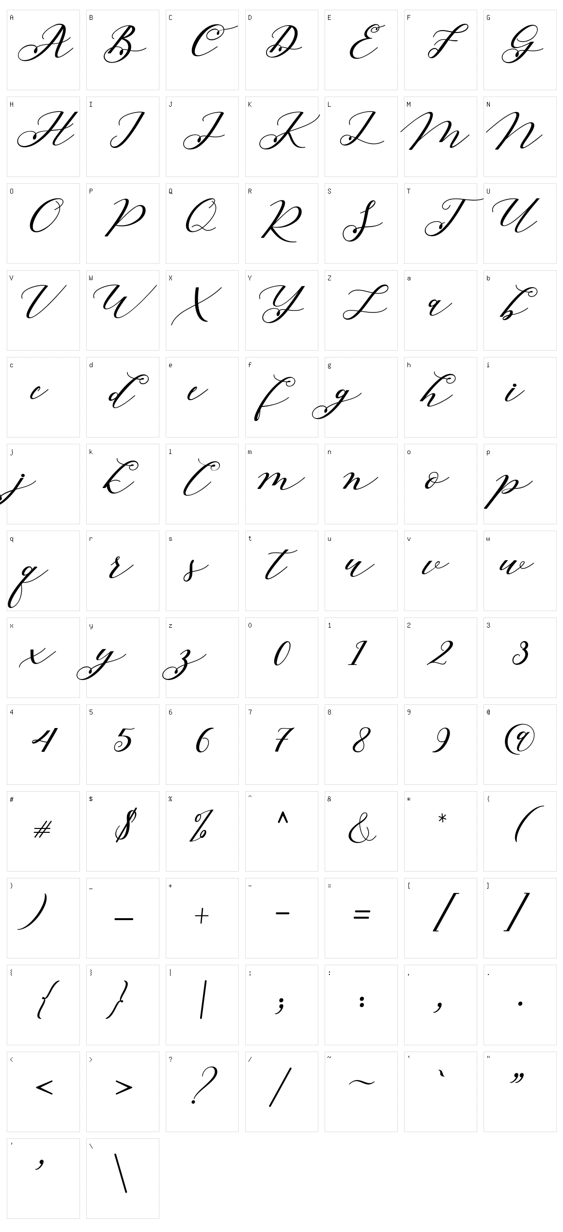 Beloved Script Character Set