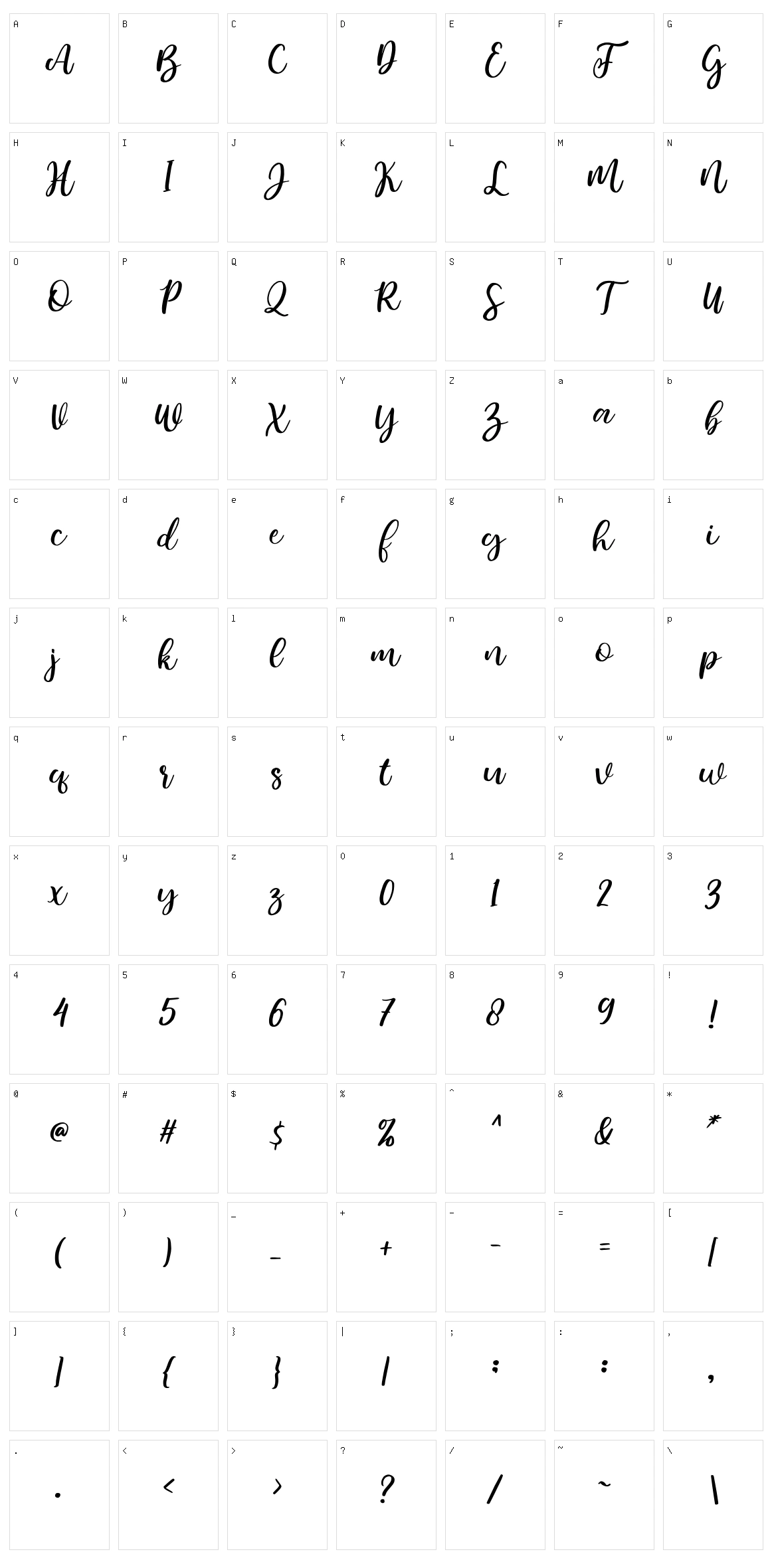 Bemalla Character Set