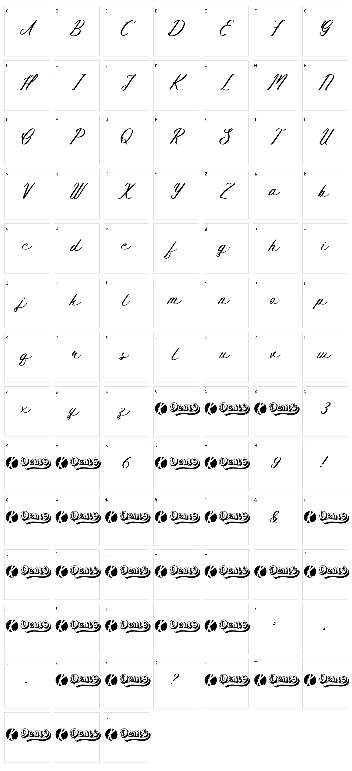 Bendhigola Script Character Set
