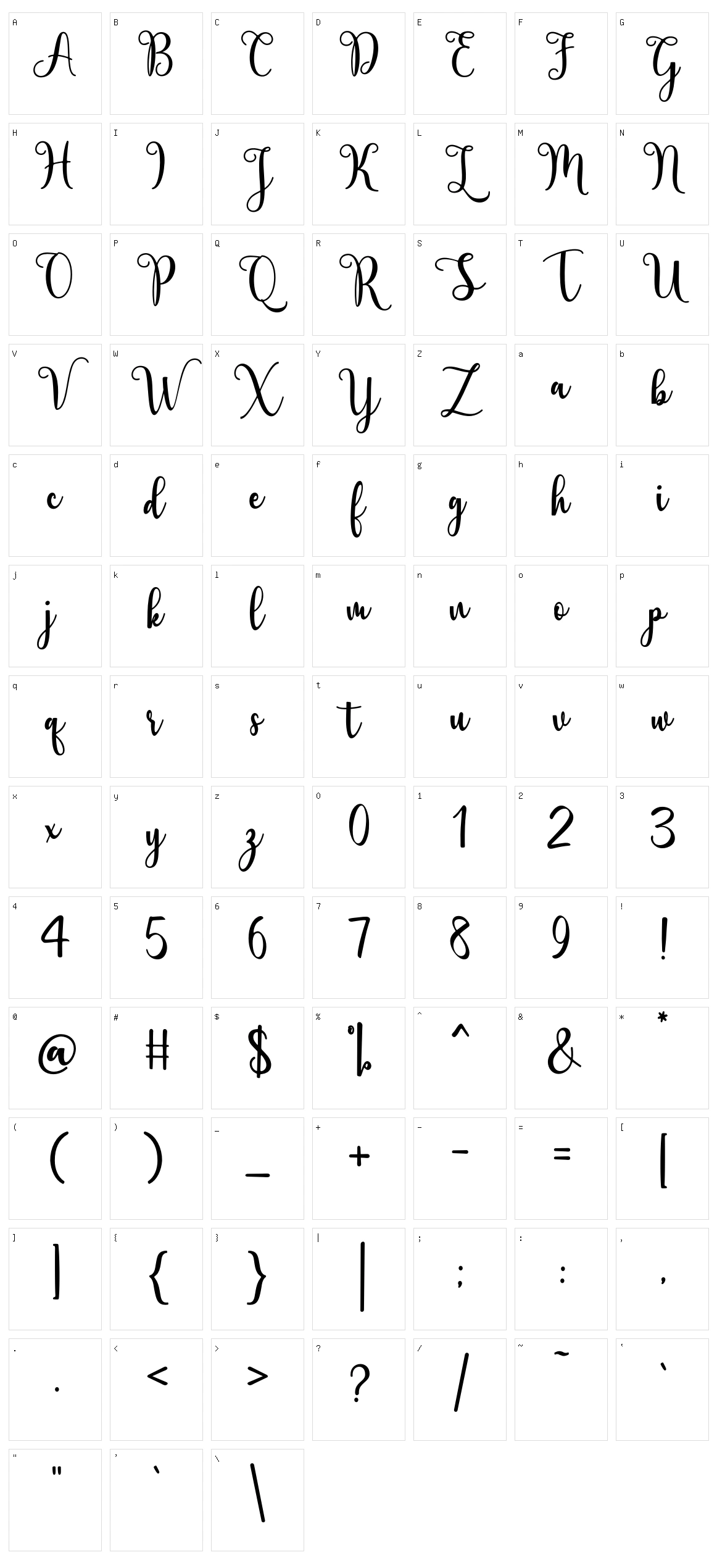 Berlin Script Character Set