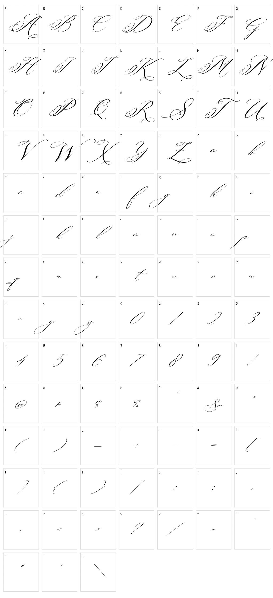 Berlishanty Calligraphy Character Set