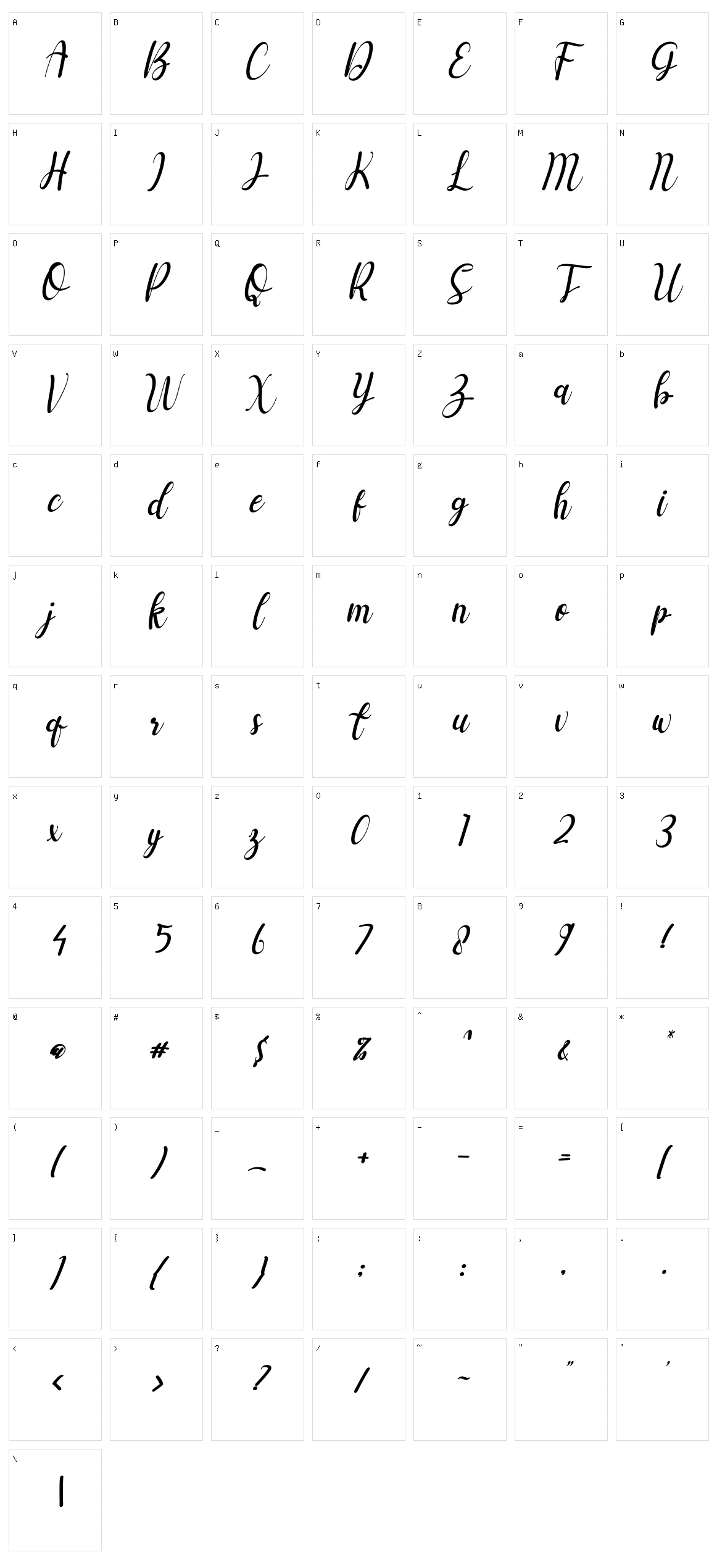 Berlysa Character Set