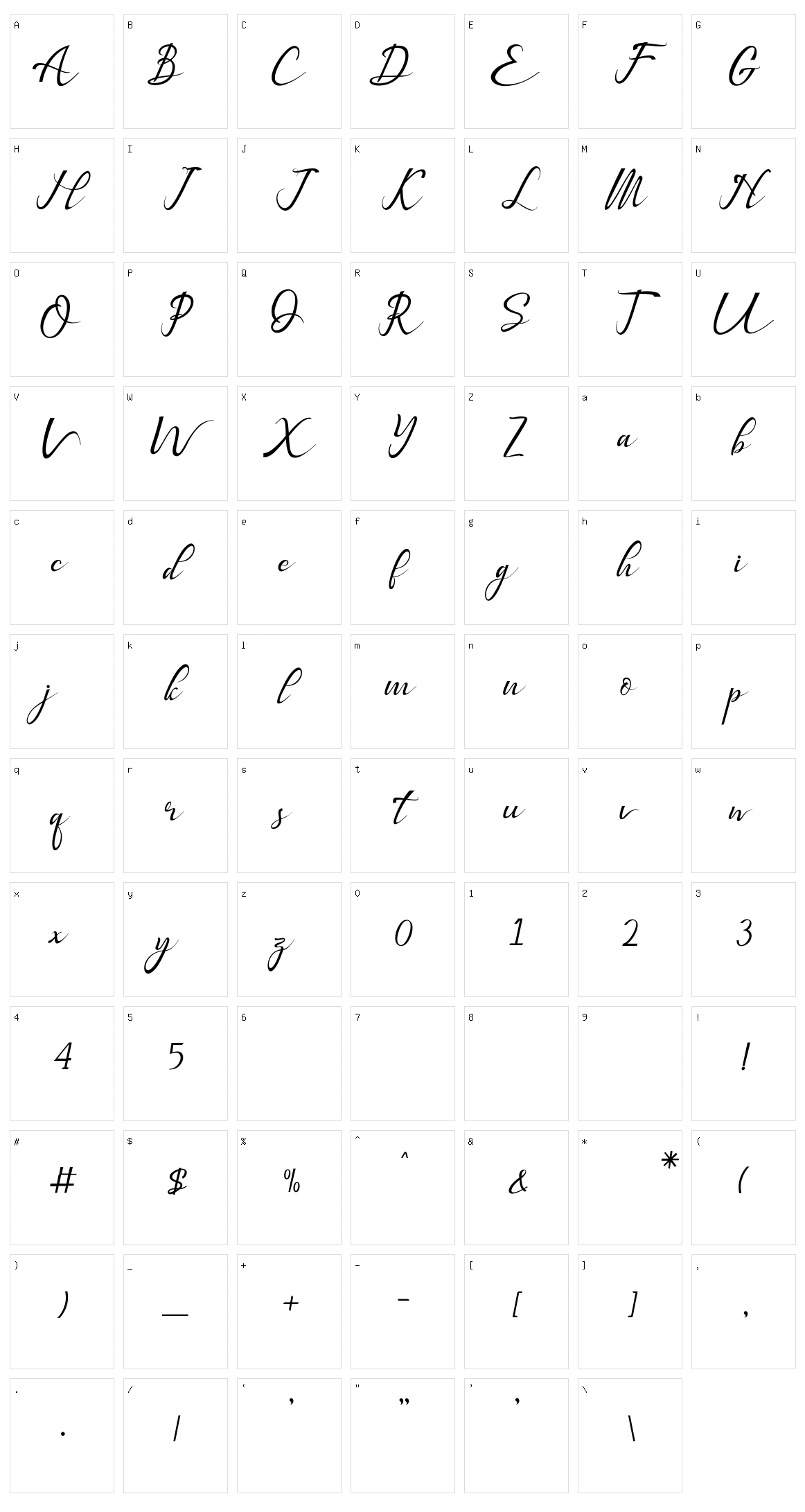 Bestalia Character Set