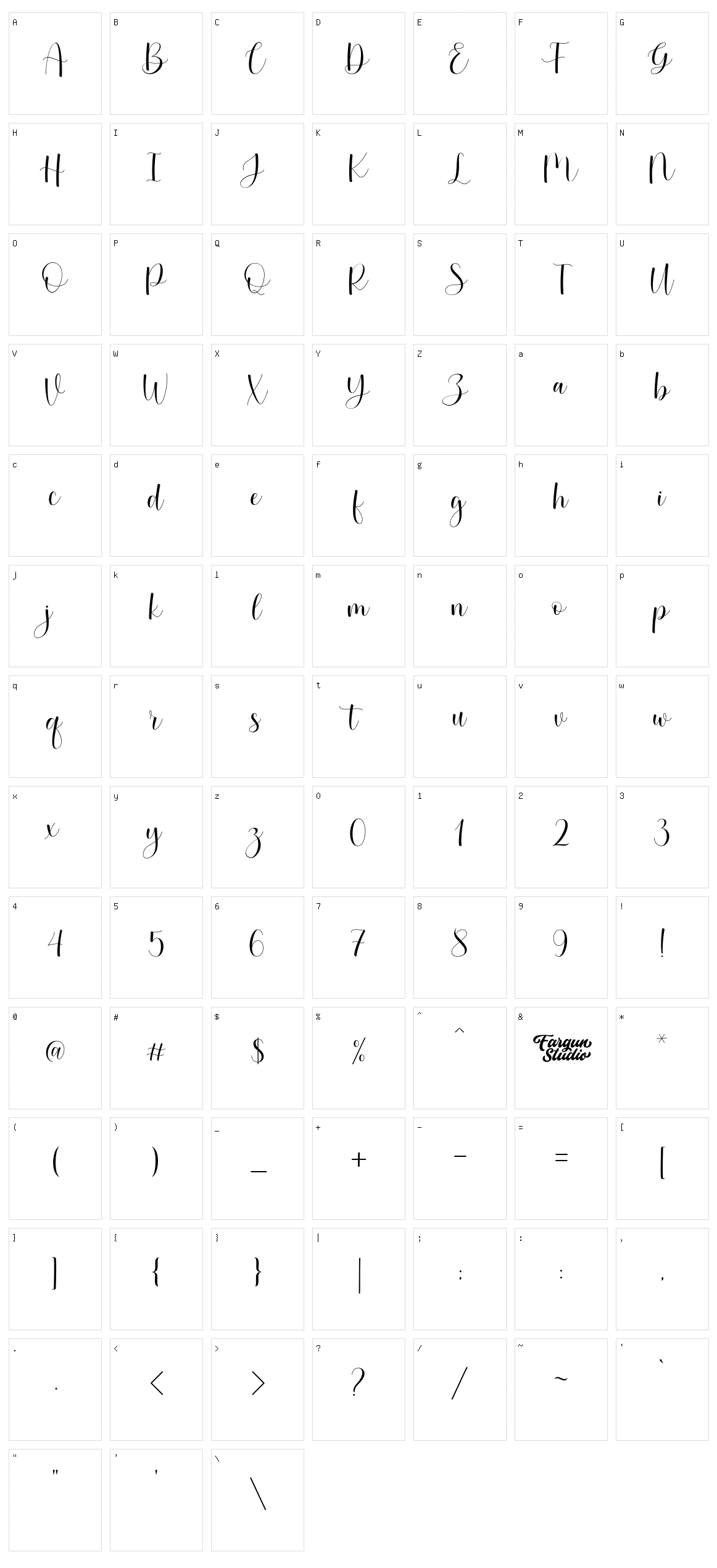 Betterday Script Character Set