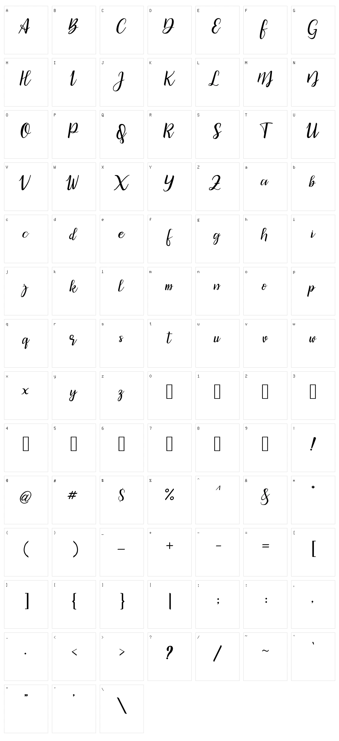 Bicillesta Character Set