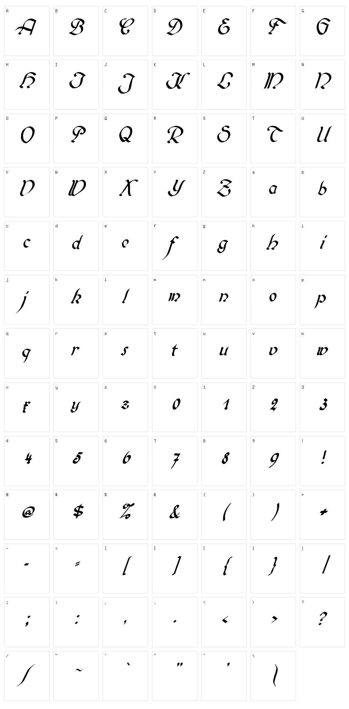 Biedermeier Kursiv Character Set
