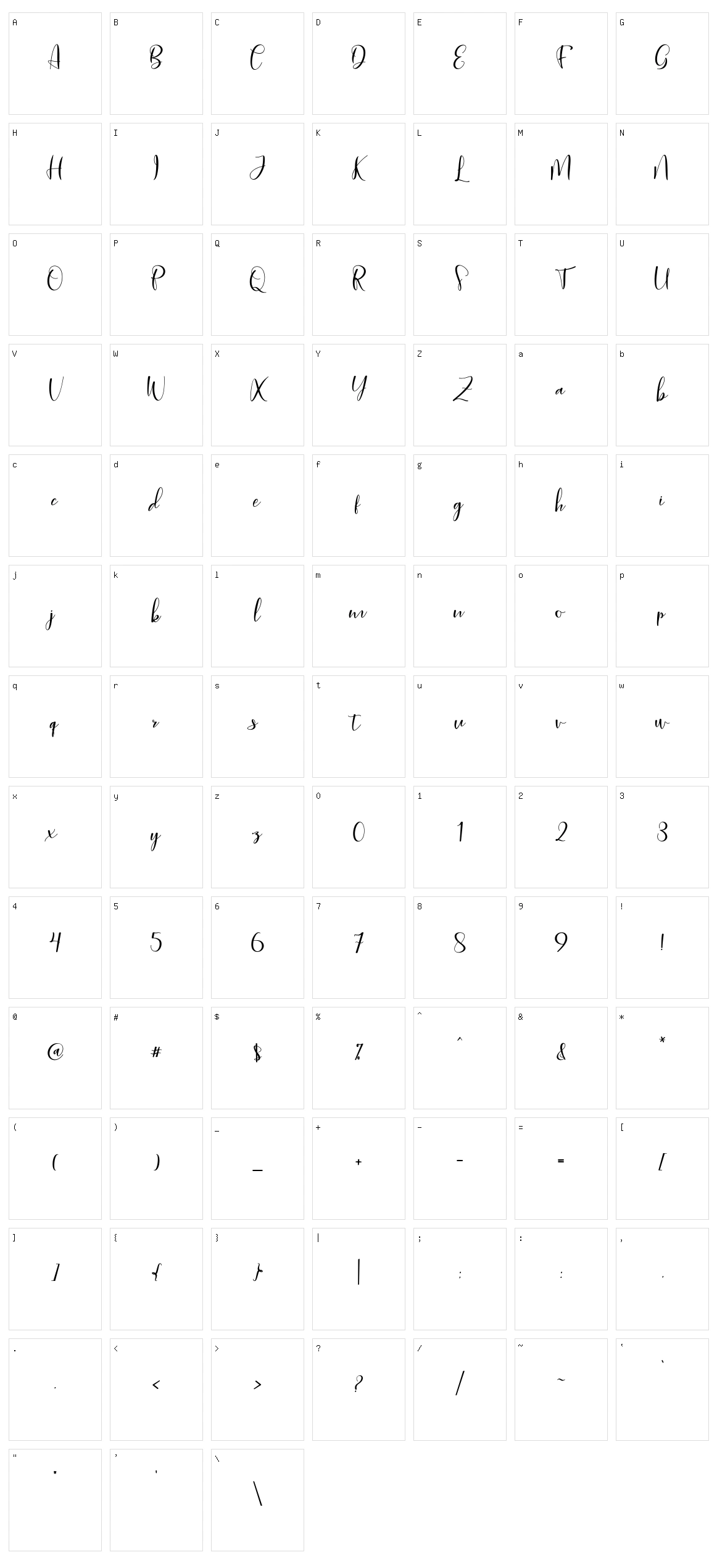Biglittle Script Character Set