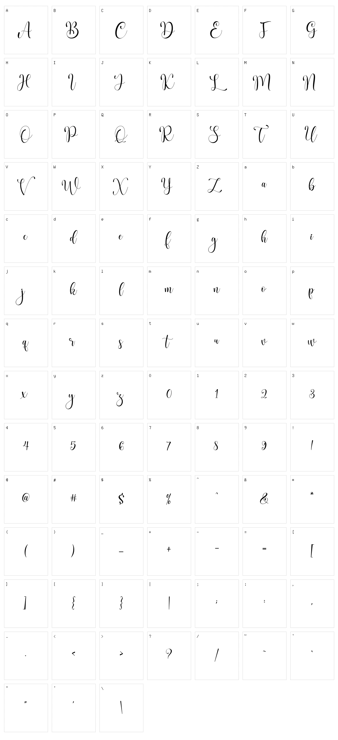 Bigola Character Set