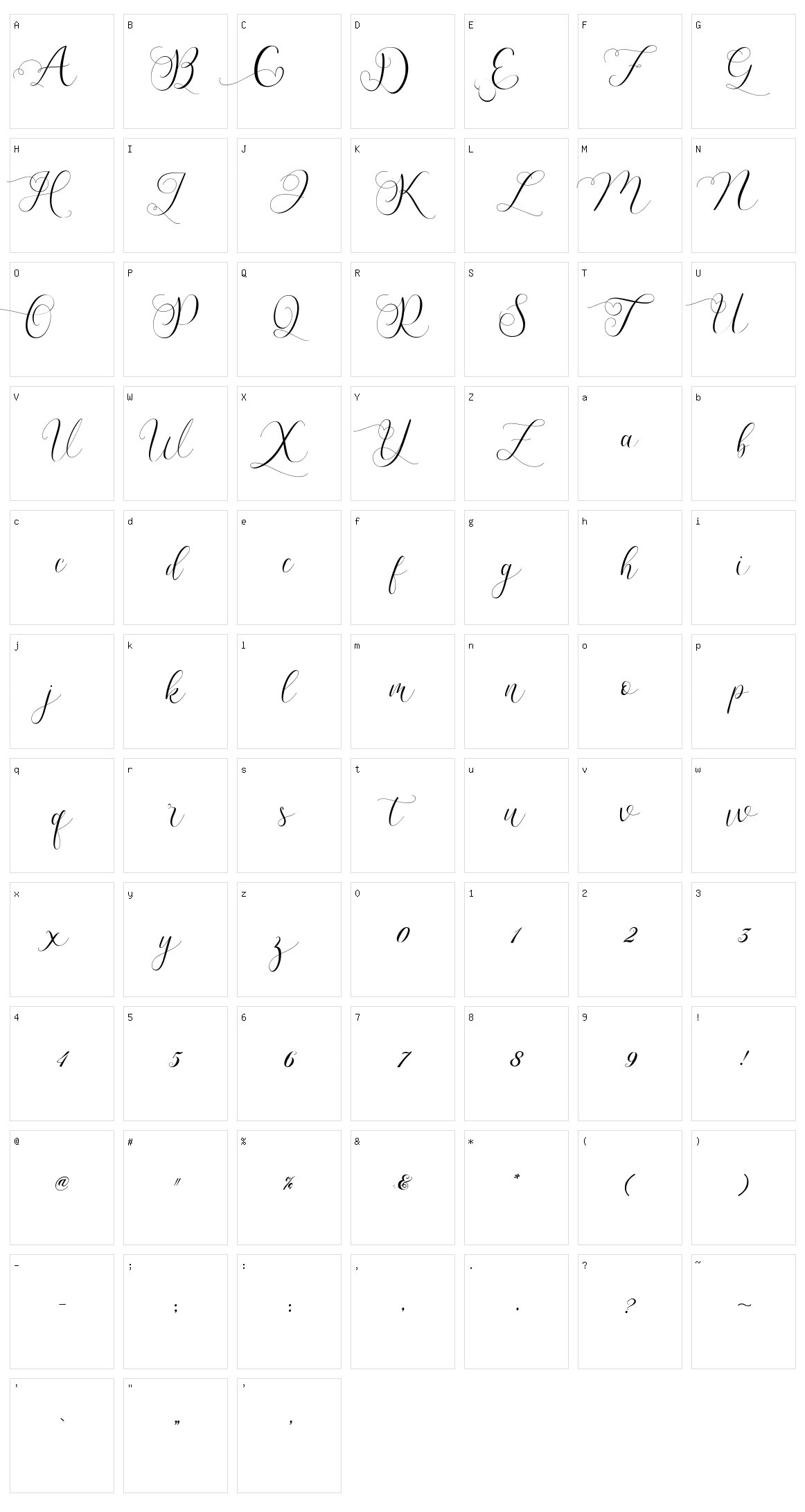 Billaneiva Character Set