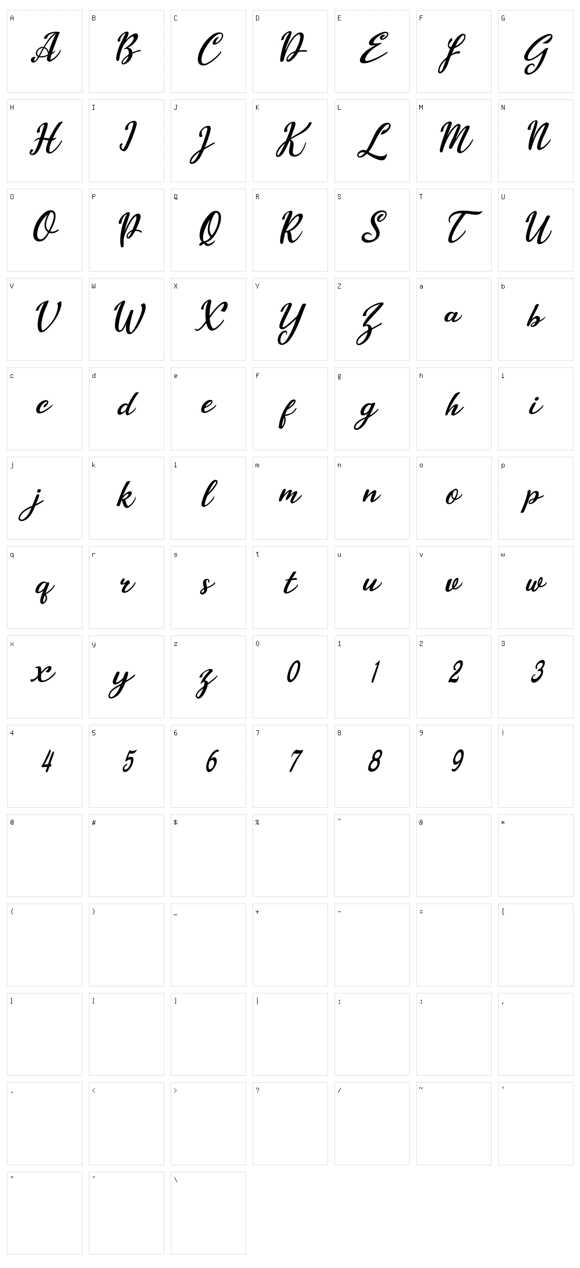 Billy Scriptian Character Set