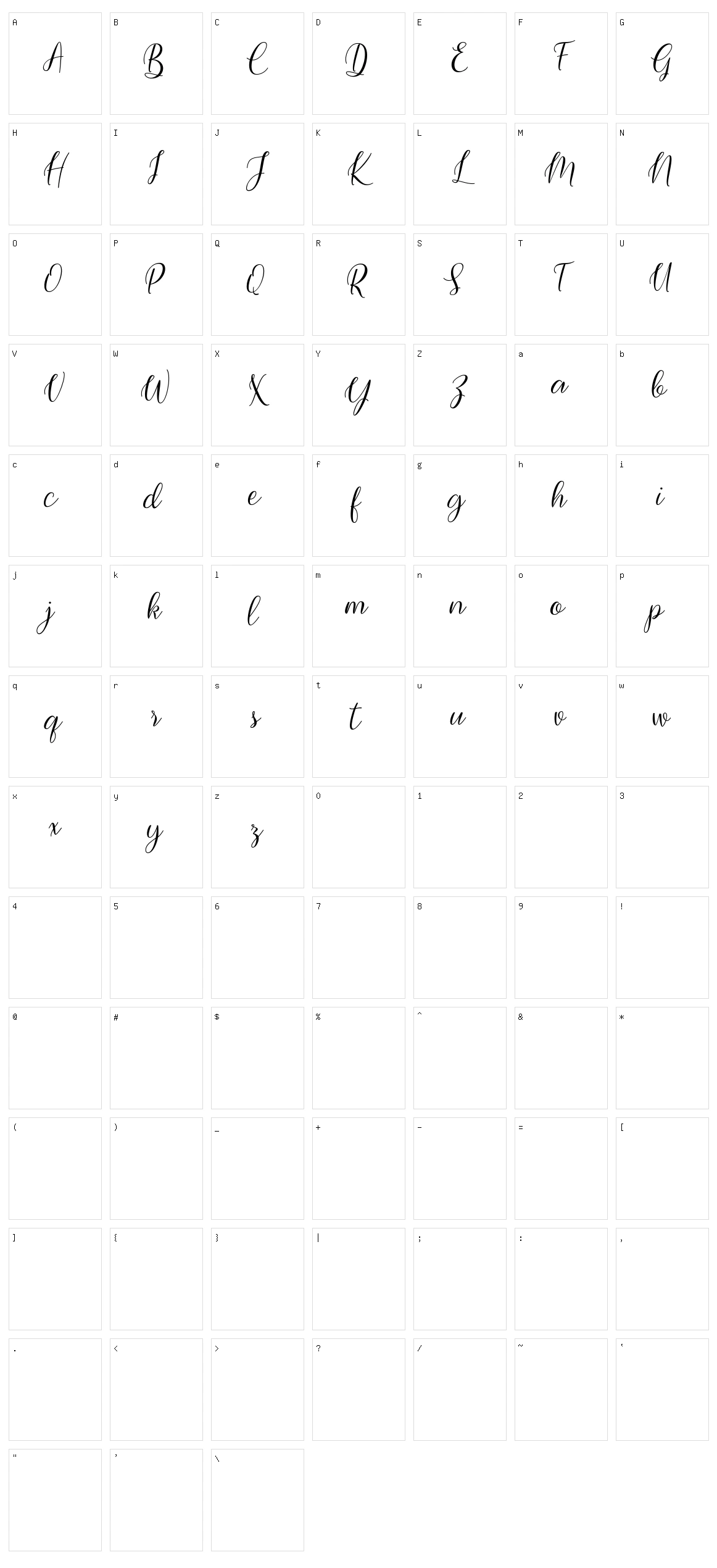 Bimfly Character Set