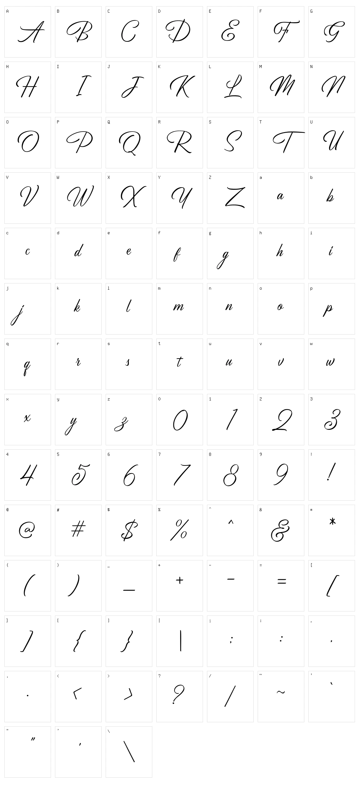 Birmingham Script Character Set