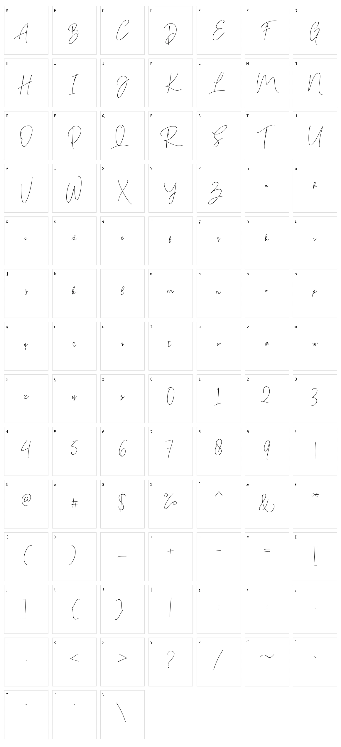 Bitlamero Script Character Set