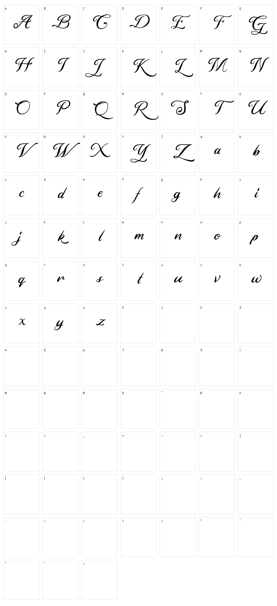 Black Rainbow Script Character Set