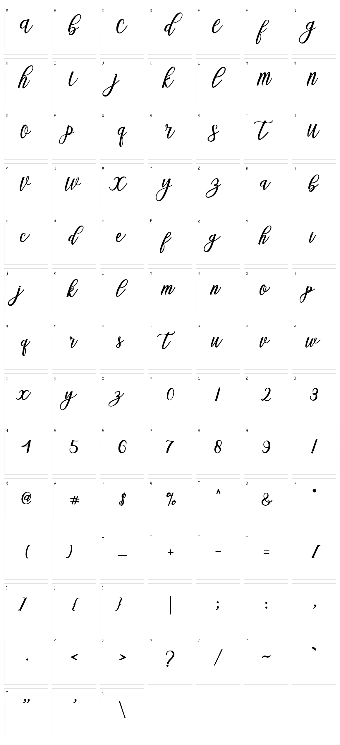 Blessed Script Character Set