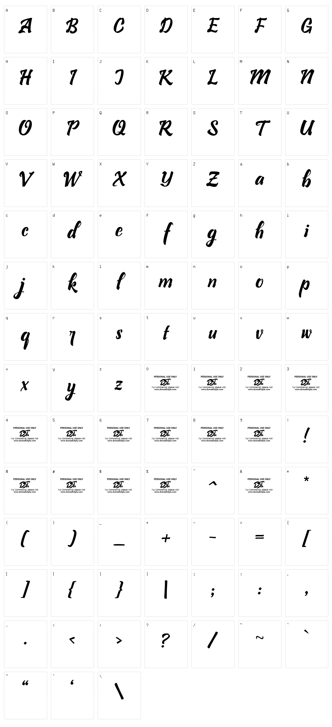 Bllastt Character Set