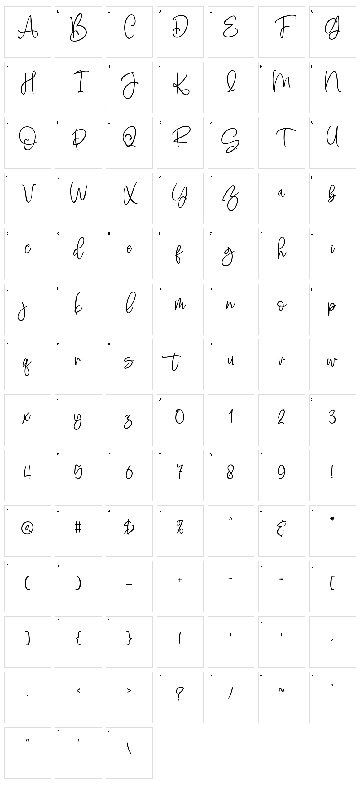 Bluettelli Character Set