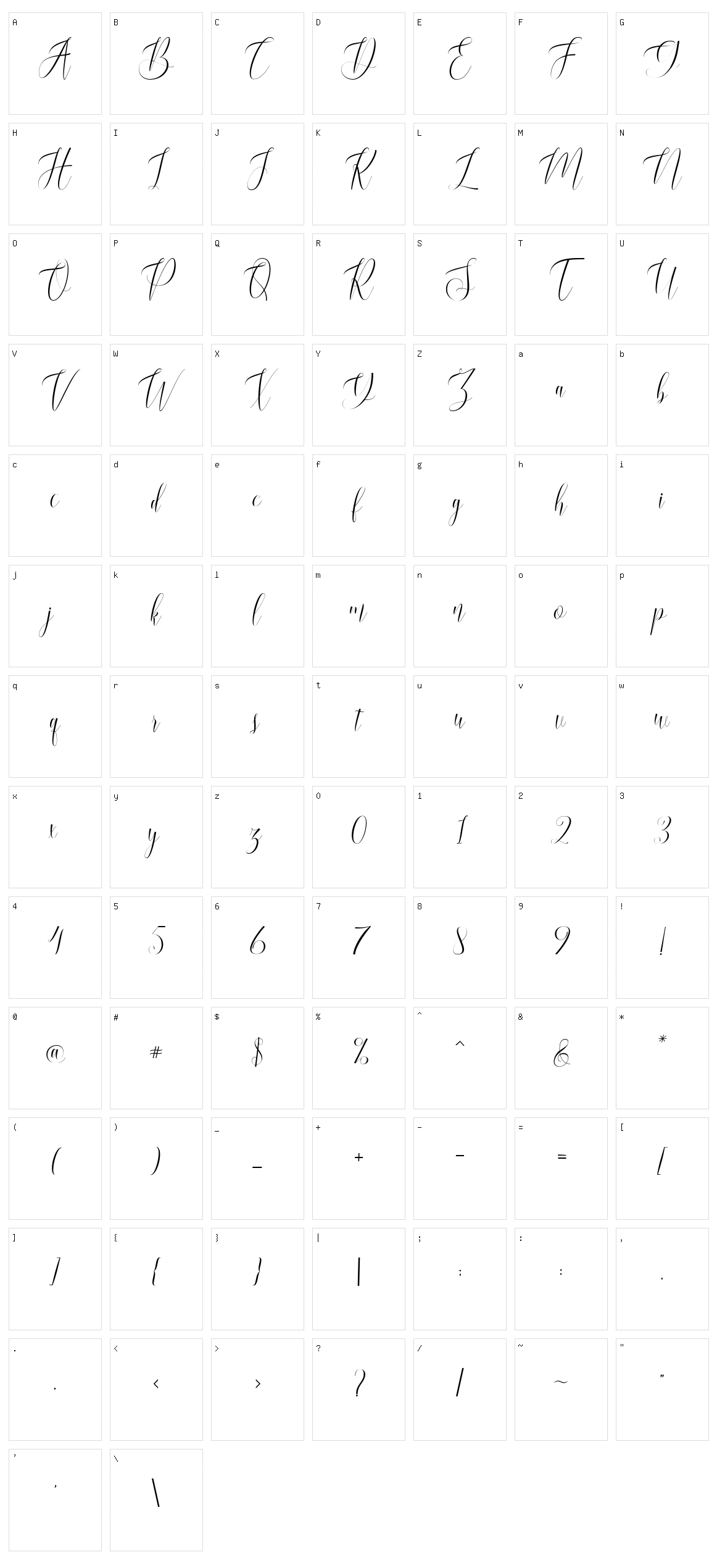 Blussafir Character Set