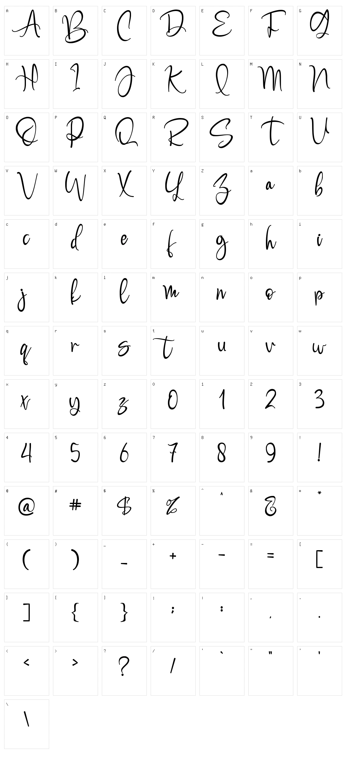 Boomolla Character Set