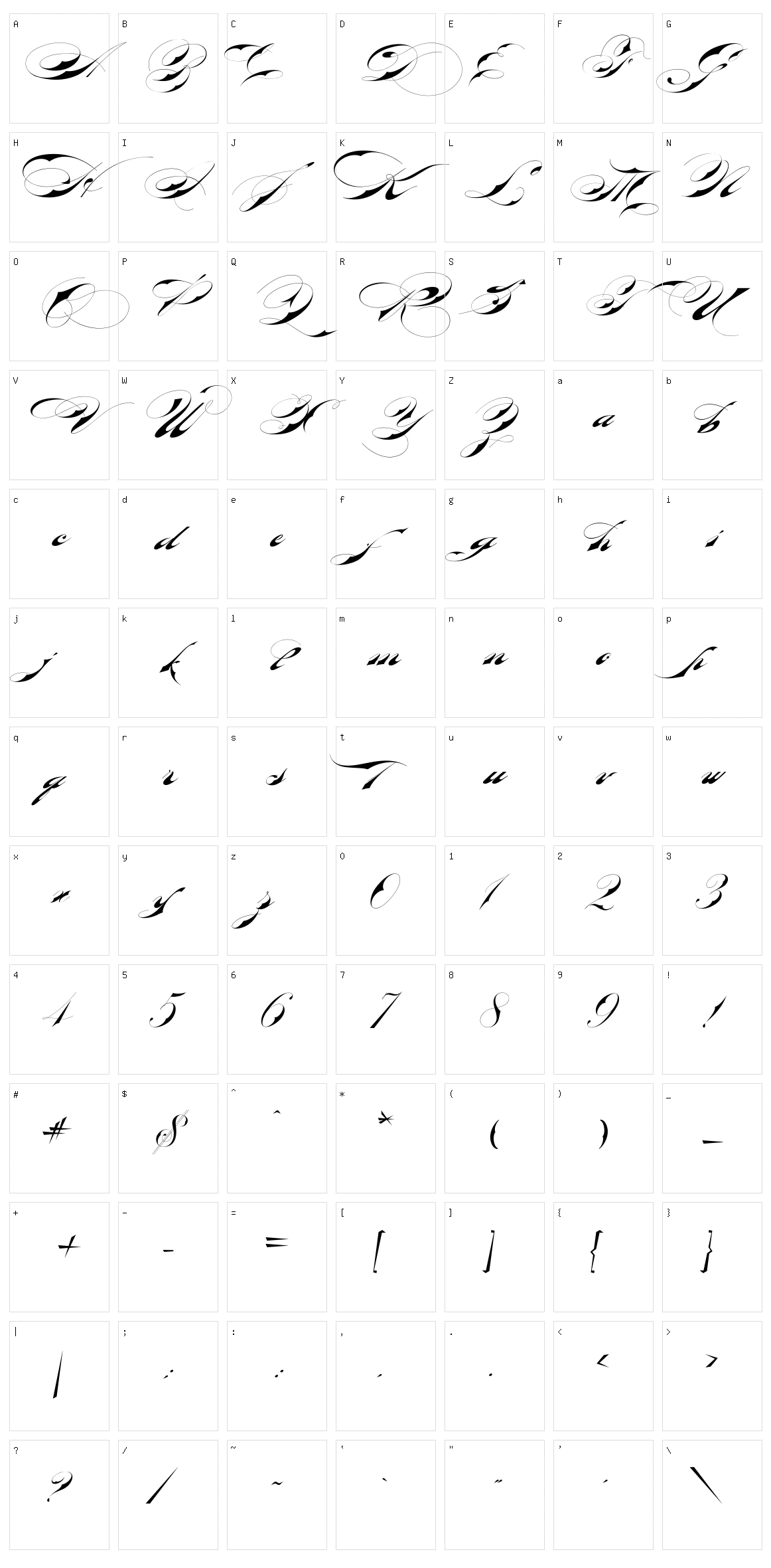 Bradstone-Parker Script Character Set