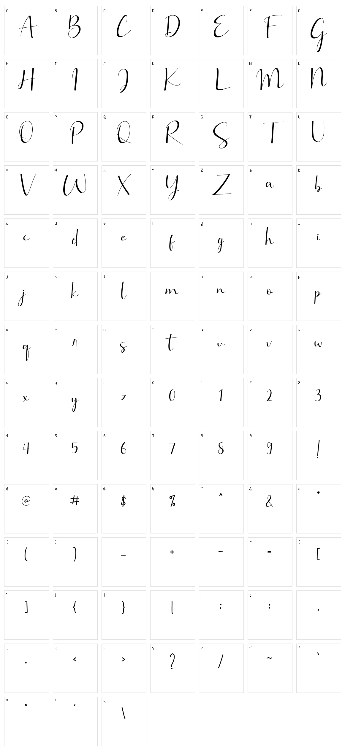 Brillia Calligraphy Character Set