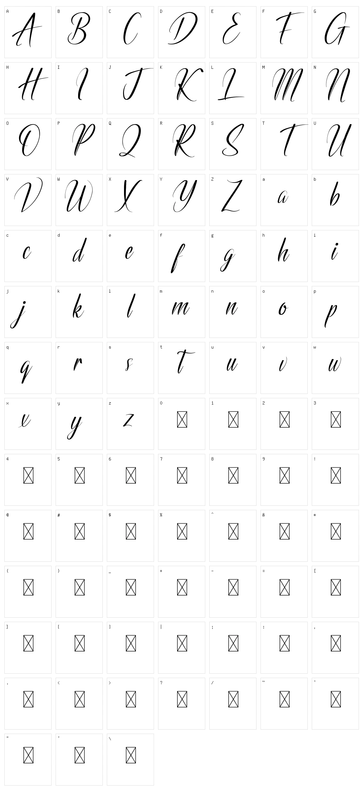 Bristteback Character Set