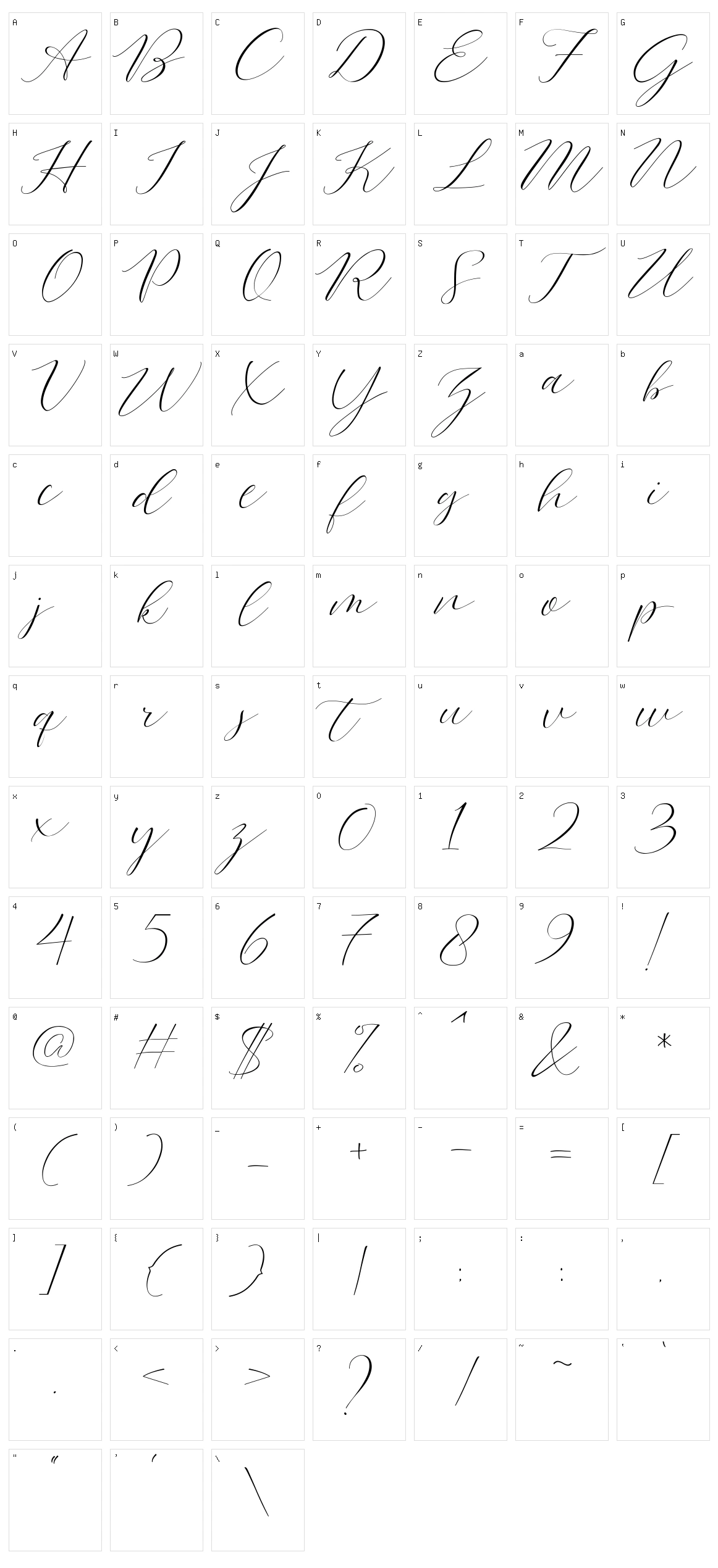Bromo Plateau Script Character Set