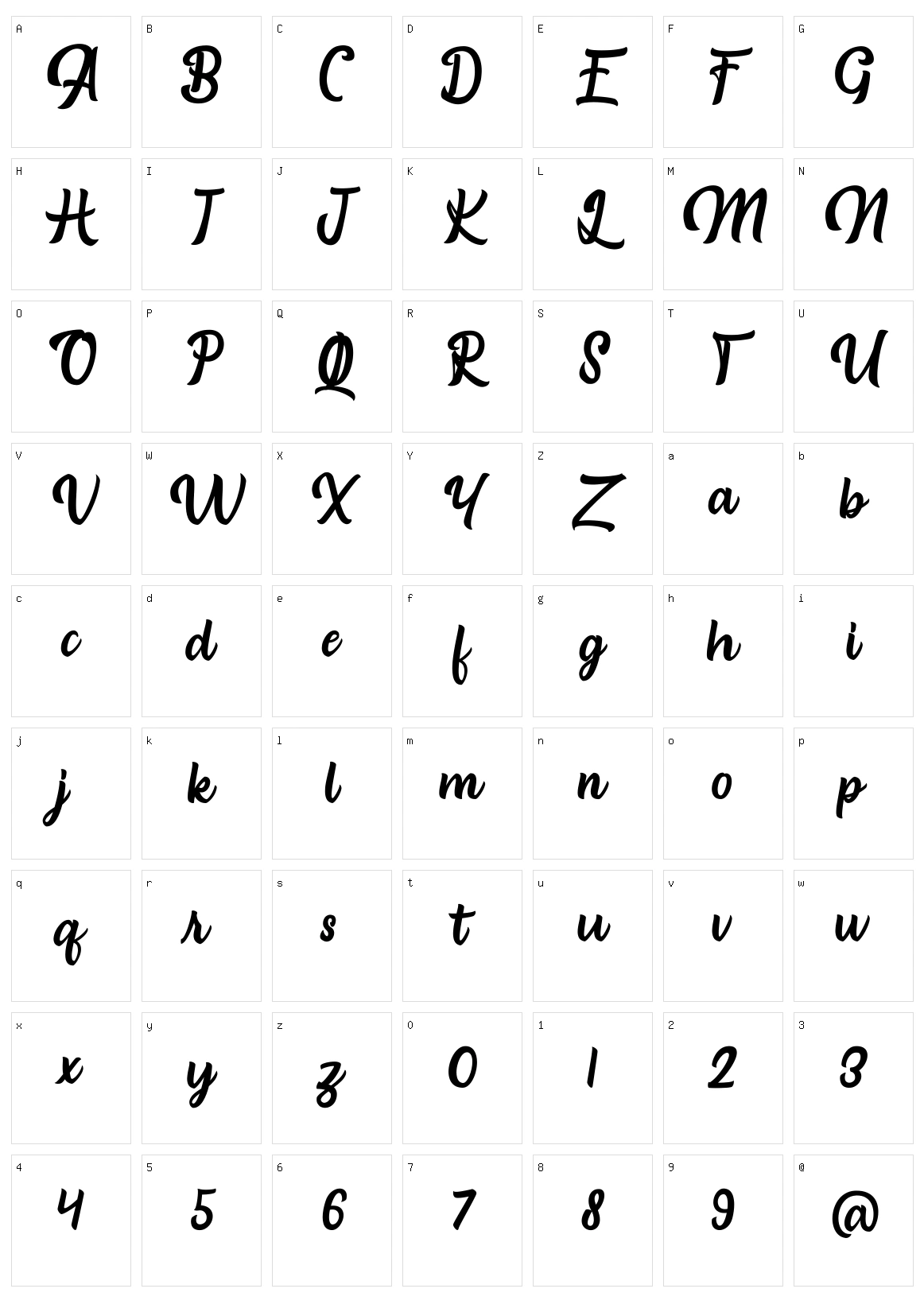 Brongline Presiom Character Set