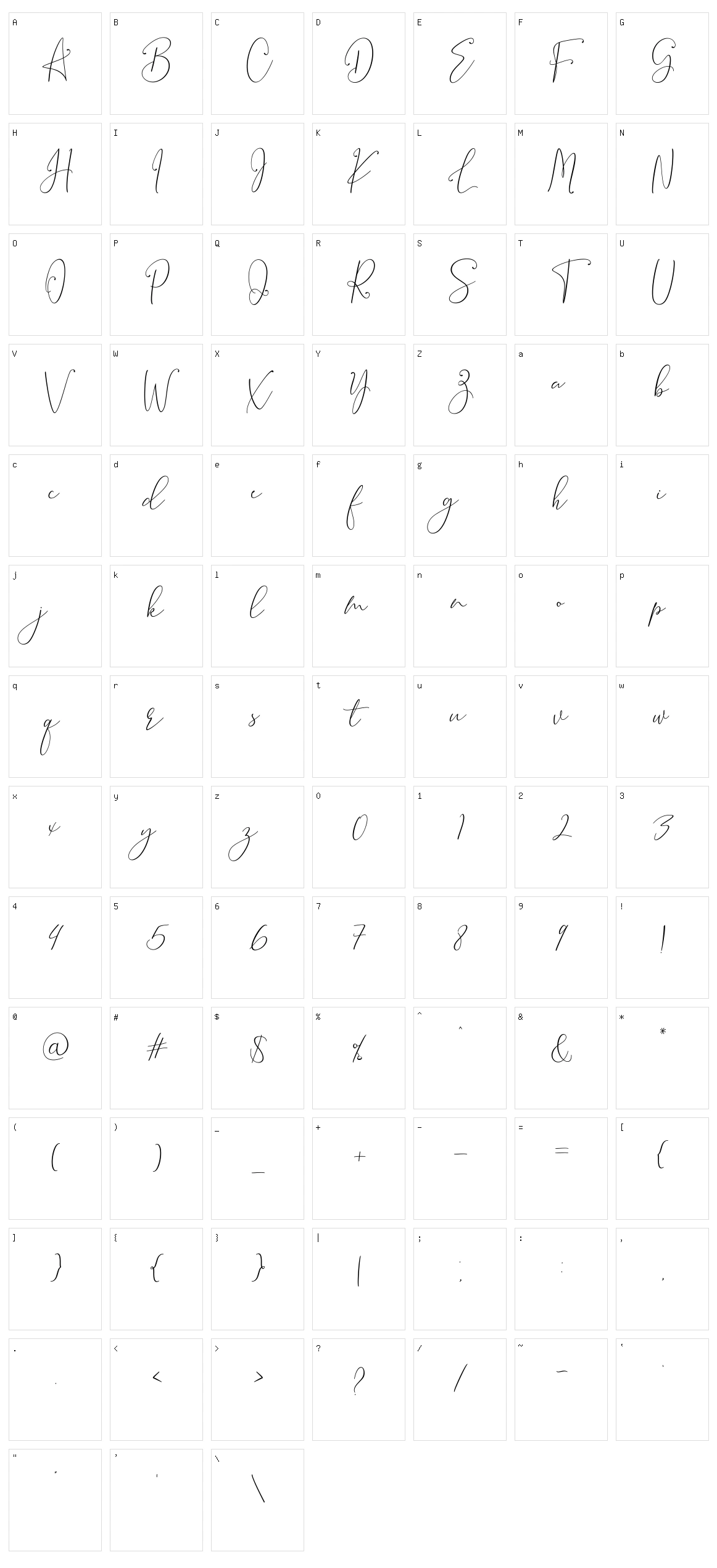 Brooke Smith Script Character Set